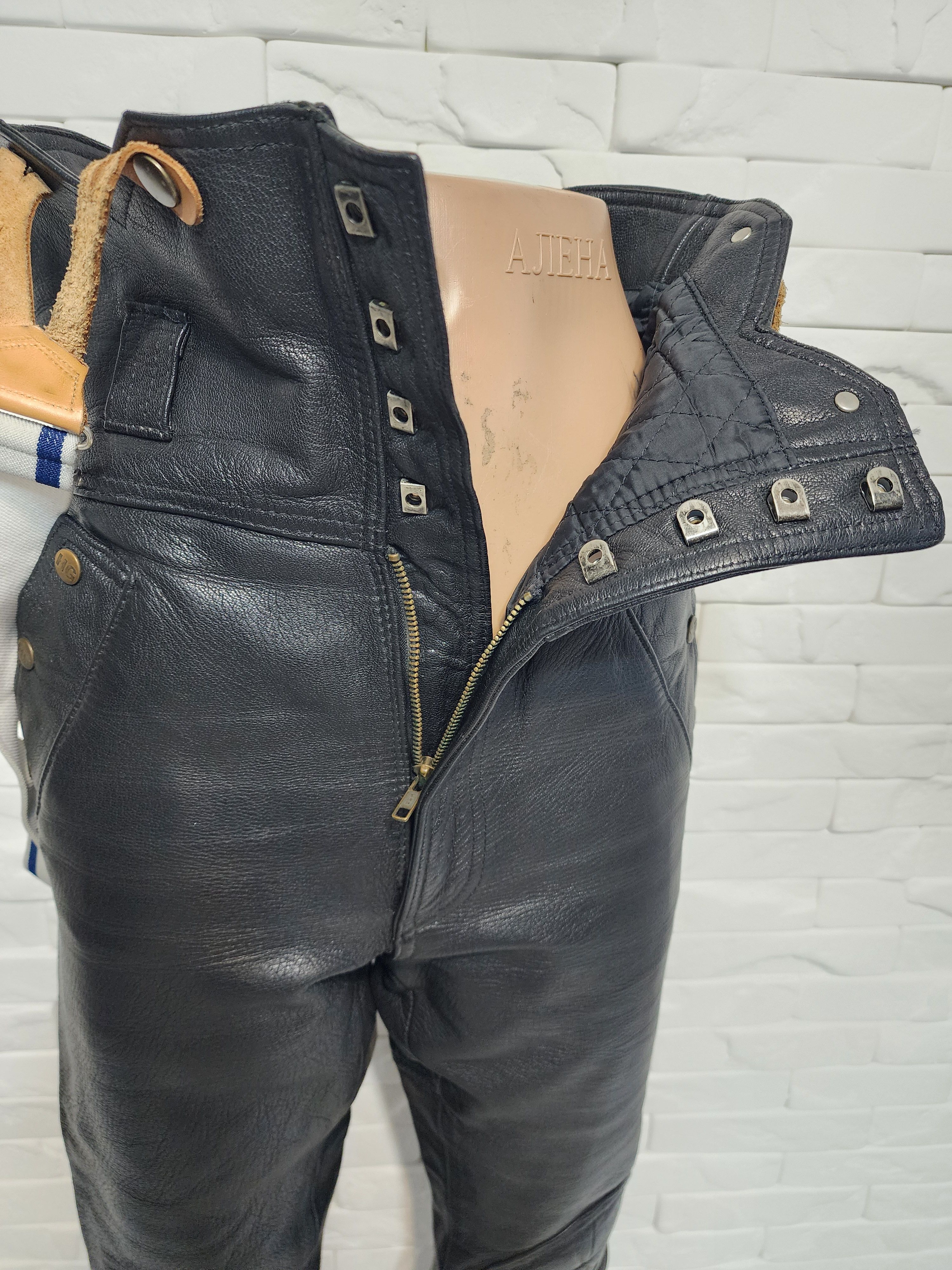 Genuine Leather Men's leather black biker pants. Size US 32 / EU 48 - 4 Thumbnail