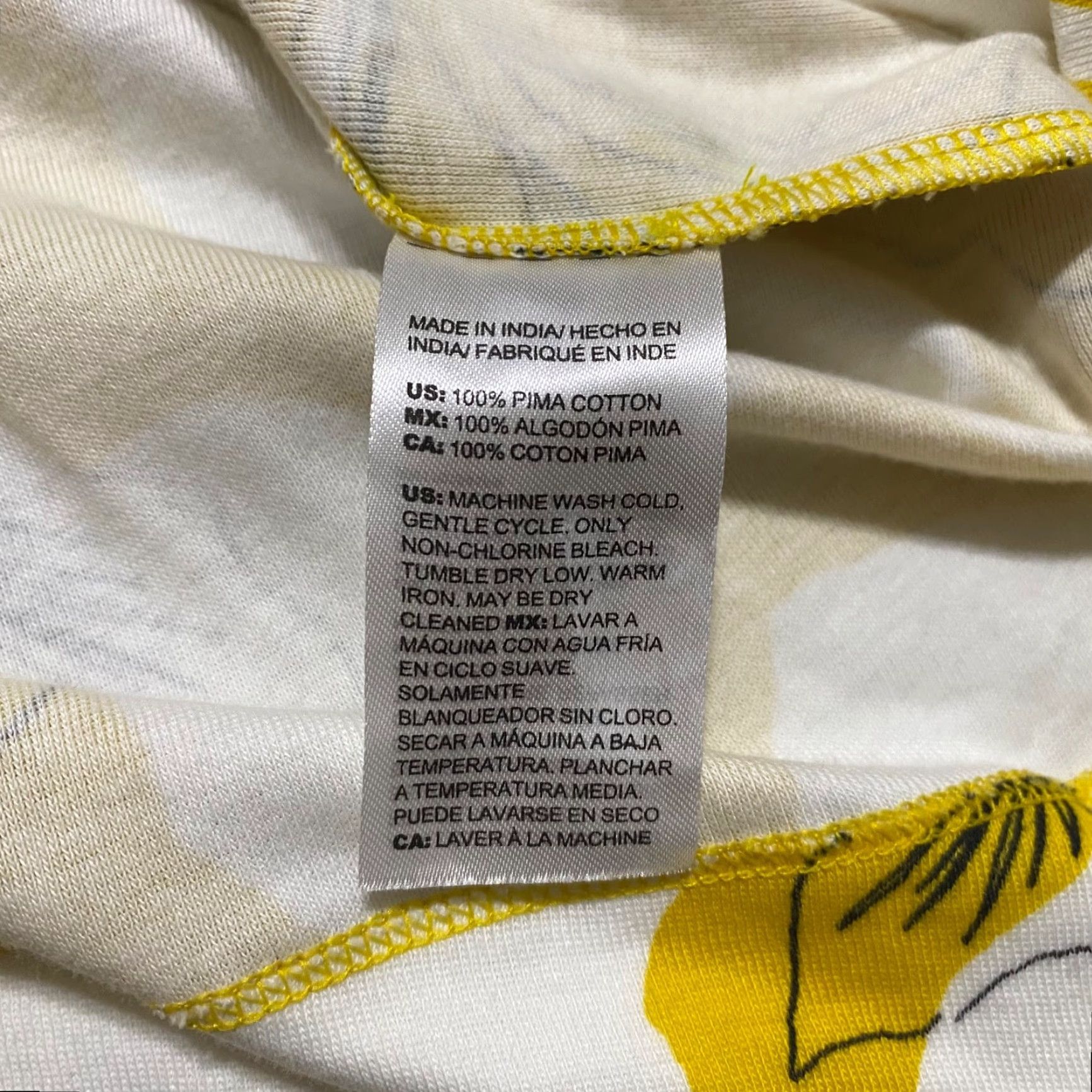 Vintage Chico's Womens Small Shirt Yellow Floral Boat Neck Short Sleeve Pima Cotton Top Size S / US 4 / IT 40 - 6 Thumbnail