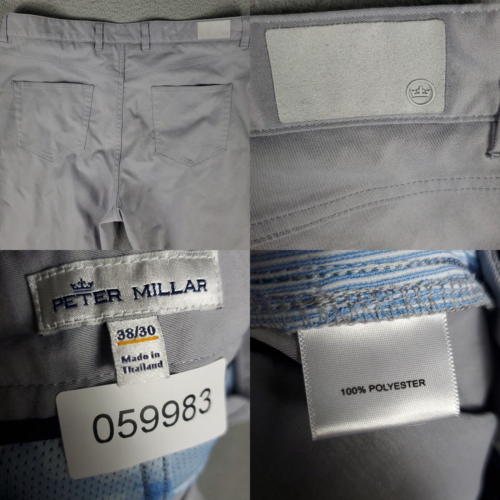 Peter Millar Peter Millar Gray Chino Pants Mens 38x28 5-Pocket Regular Fit Microfiber Size US 38 / EU 54 - 8 Thumbnail