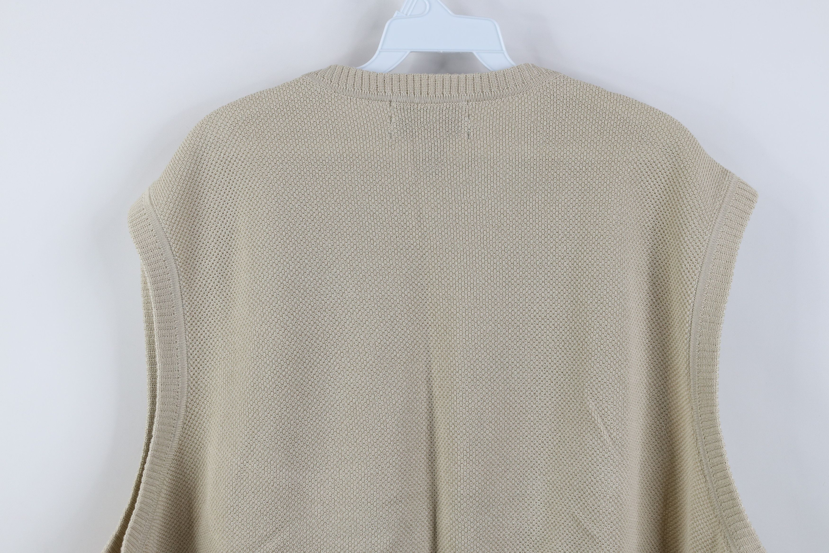Vintage Vintage 90s Streetwear Thermal Knit Sweater Vest Beige Size US XXL / EU 58 / 5 - 10 Thumbnail