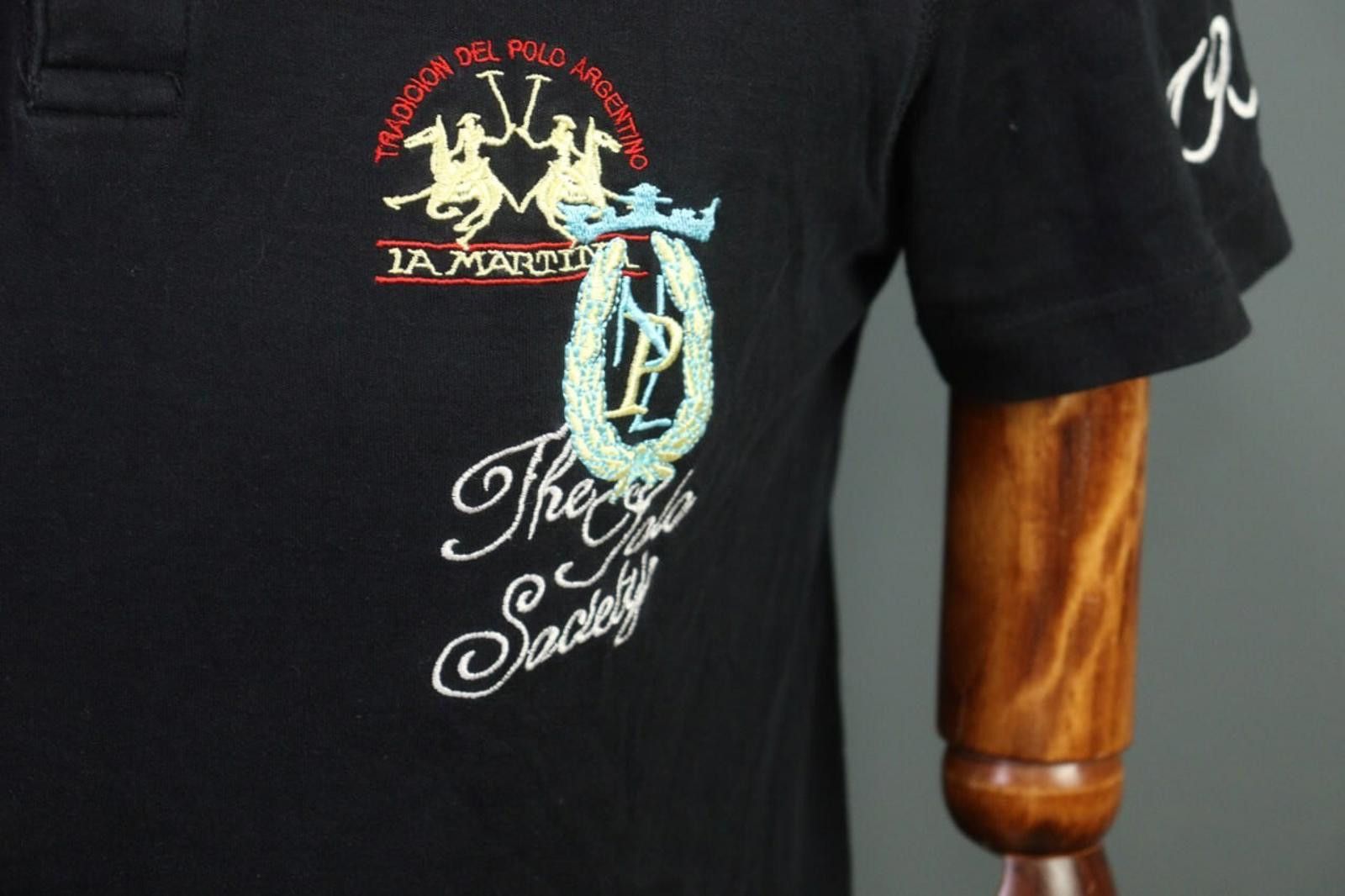 La Martina La Martina Black 100% Cotton Collared Polo Shirt Size L Size US L / EU 52-54 / 3 - 4 Thumbnail