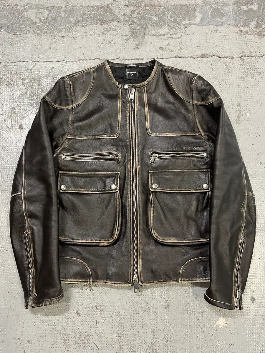 Daniele Alessandrini 2000s Daniele Alessandrini Aged Brown Leather Jacket Size US M / EU 48-50 / 2 - 1 Thumbnail