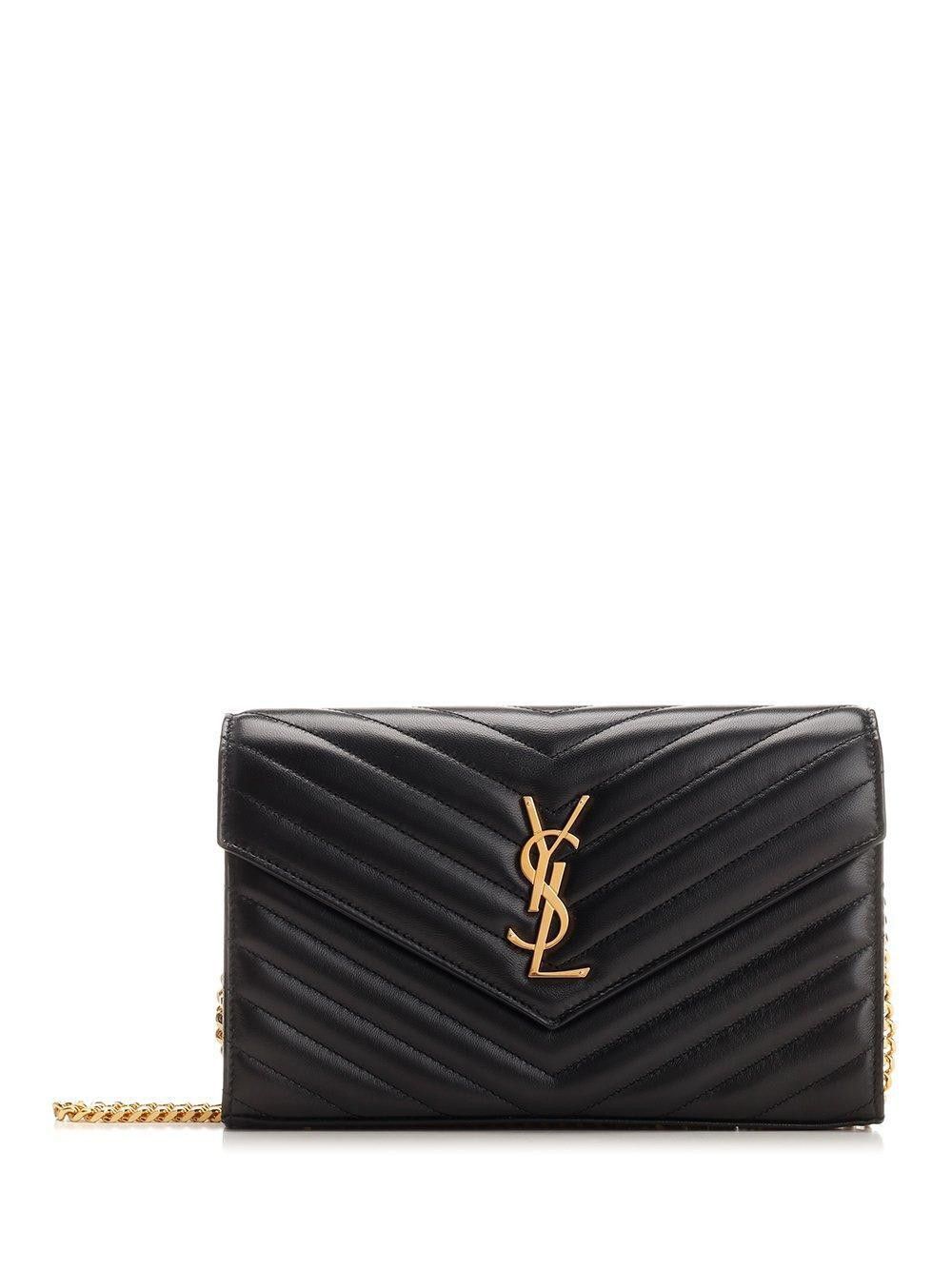 Yves Saint Laurent Paris Yves Nero Wallet on a Chain Black