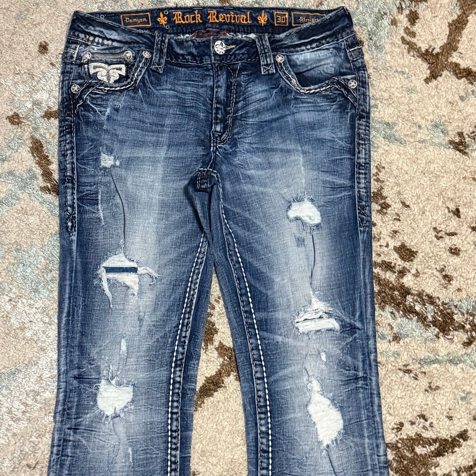 Rock Revival Rock Revival Womens Damyan Straight Jeans Size 30x30 Y2K Size 30" / US 8 / IT 44 - 6 Thumbnail