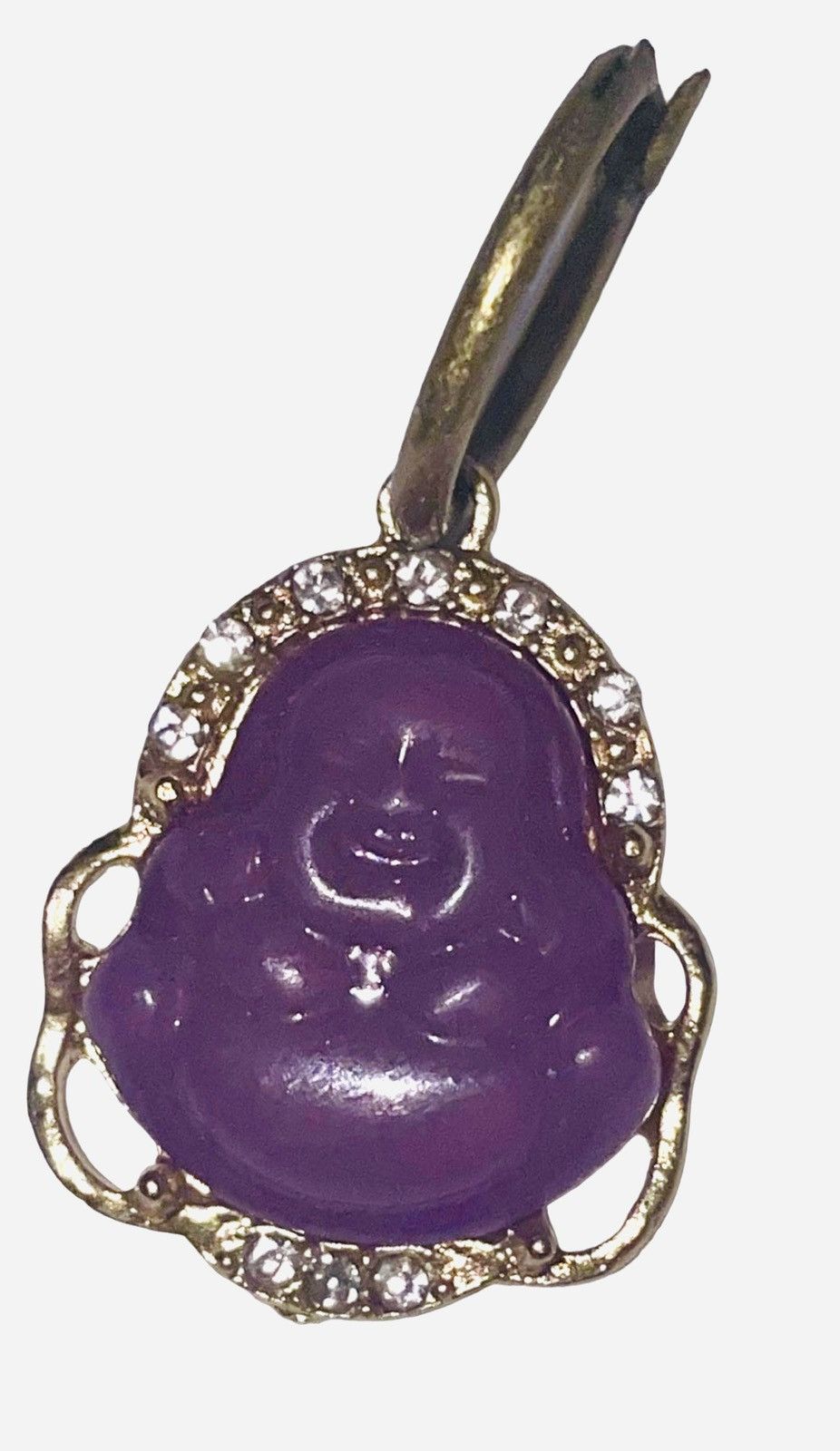Vintage Purple Jade Buddha Single Hoop Earring Size ONE SIZE - 1 Thumbnail