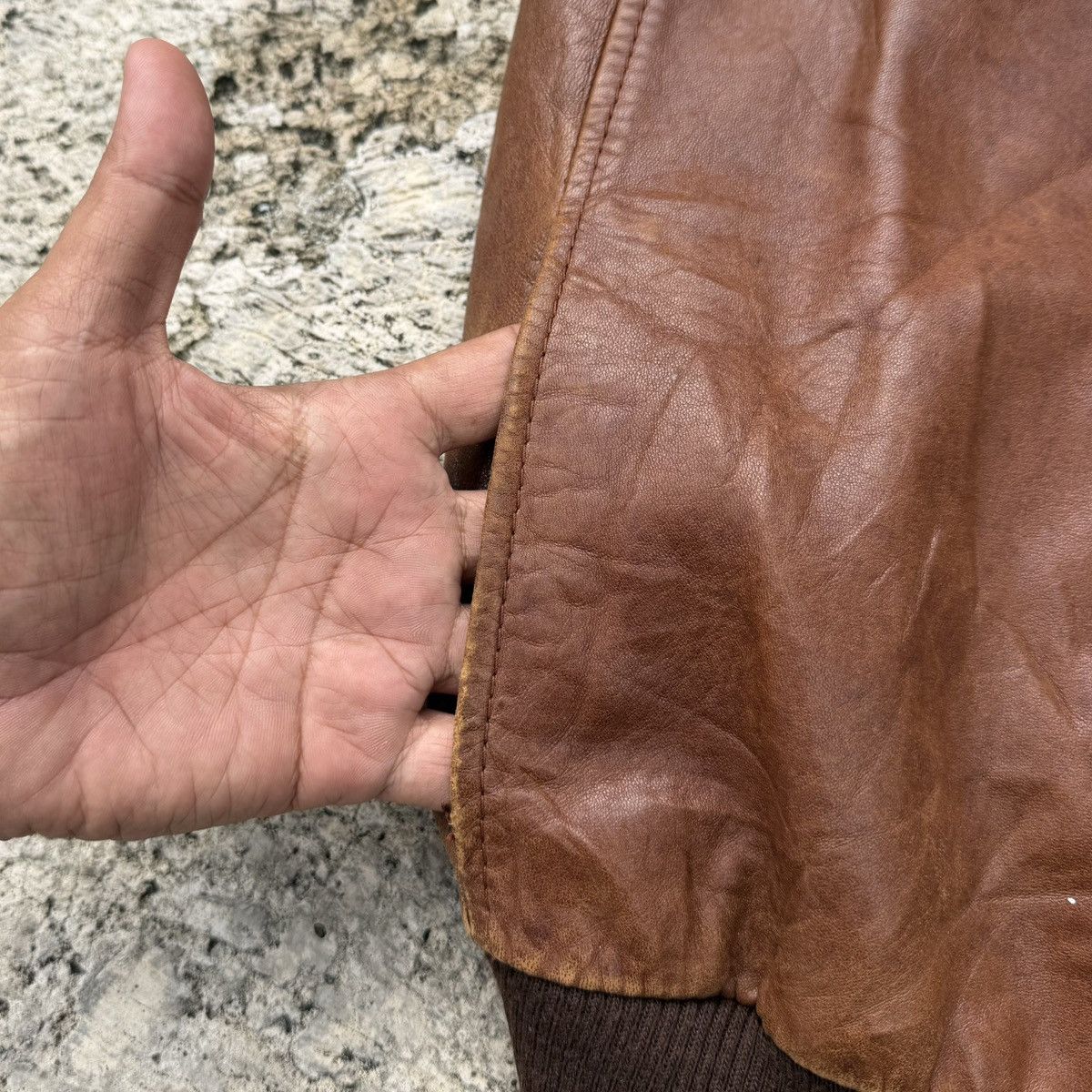 Vintage 🔥Vintage Real Leather Jacket Brown Distressed Bomber Rare Size US M / EU 48-50 / 2 - 7 Thumbnail