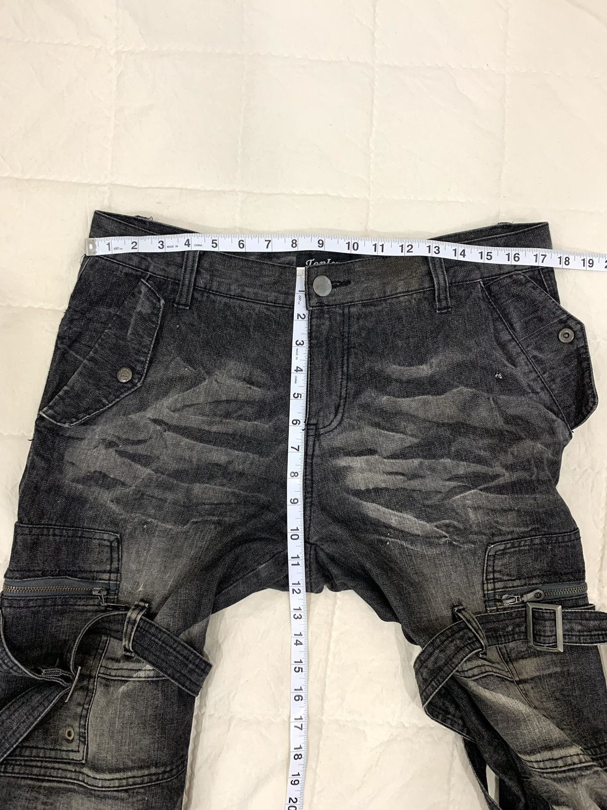 Japanese Brand 2000s Topism Flared Bondage Zipper Jeans Size US 35 - 11 Thumbnail