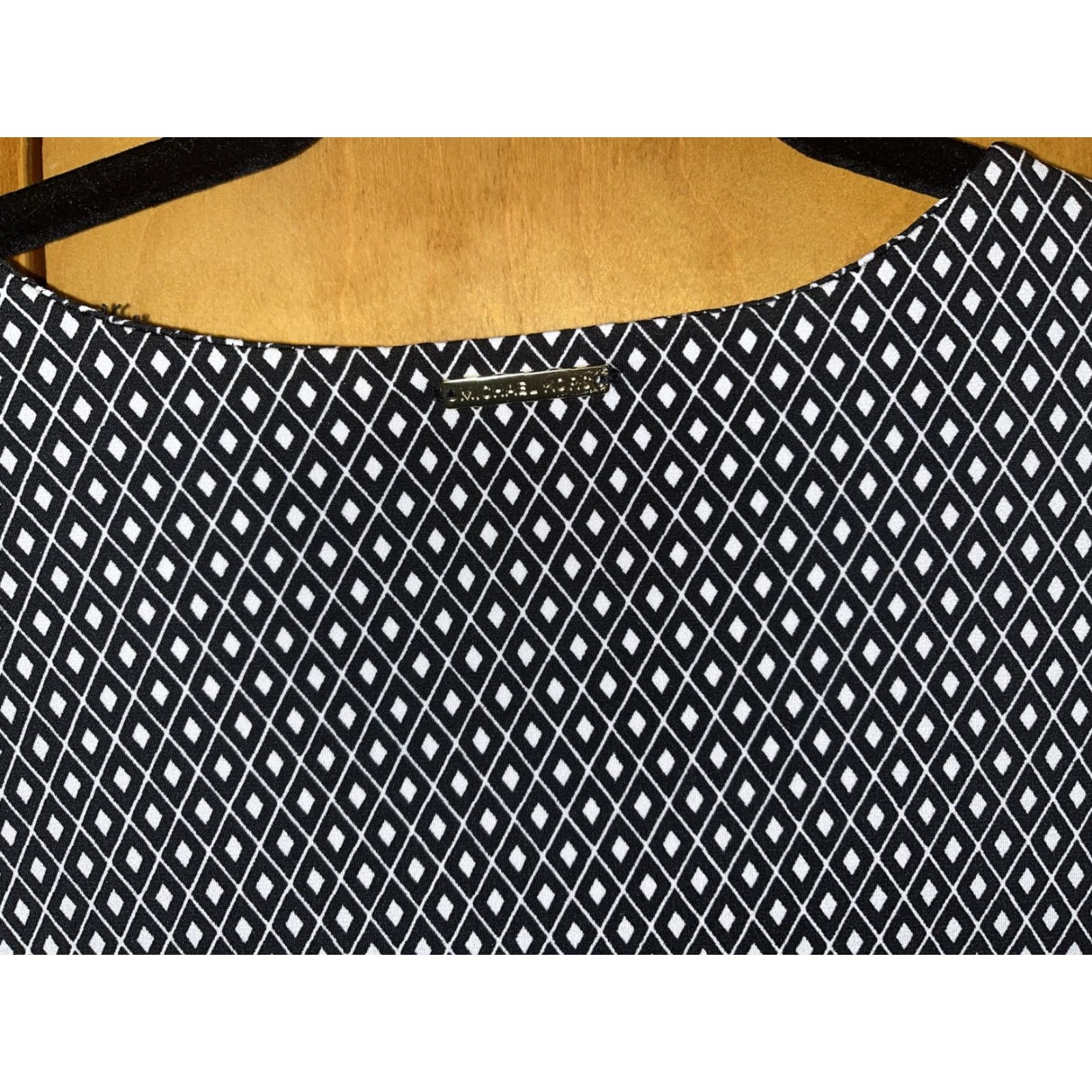 Michael Kors Michael Kors Womens XS Black White Diamond Sheath Black Stripe Long Sleeve Dress Size XS / US 0-2 / IT 36-38 - 6 Thumbnail