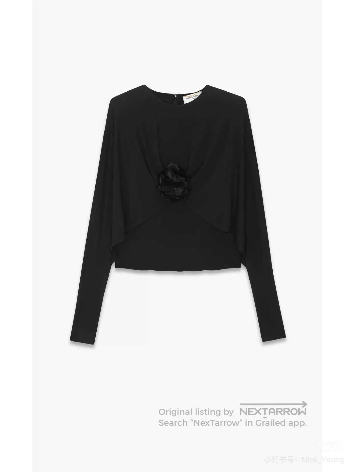 Saint Laurent Paris Saint Laurent Black Flower Top. Size S / US 4 / IT 40 - 4 Thumbnail
