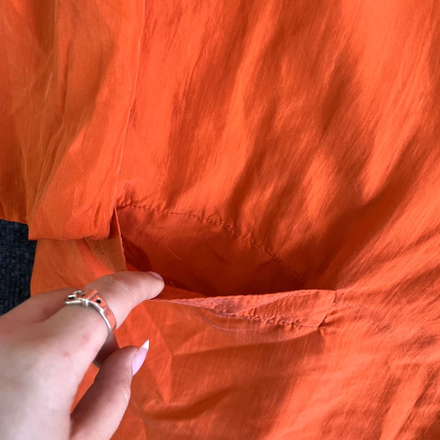 Vintage Silktime Jacket Womens Large Orange 100% Silk Lined Blazer career work office Notch Lipel? Size L / US 10 / IT 46 - 3 Thumbnail