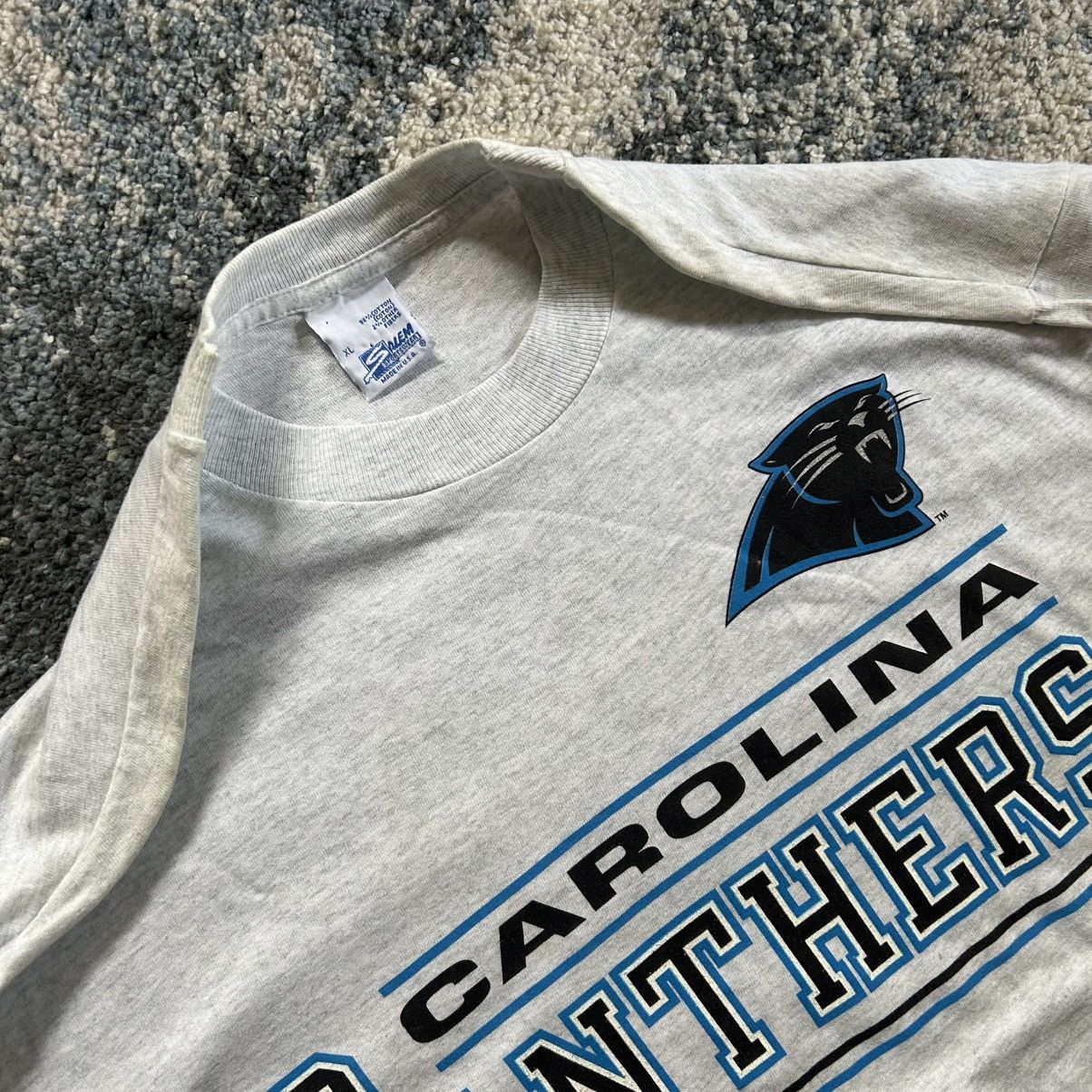 Vintage 1995 SALEM SPORTSWEAR CAROLiNA PANTHERS SiNGLE STiTCH ASH Size US XL / EU 56 / 4 - 3 Thumbnail