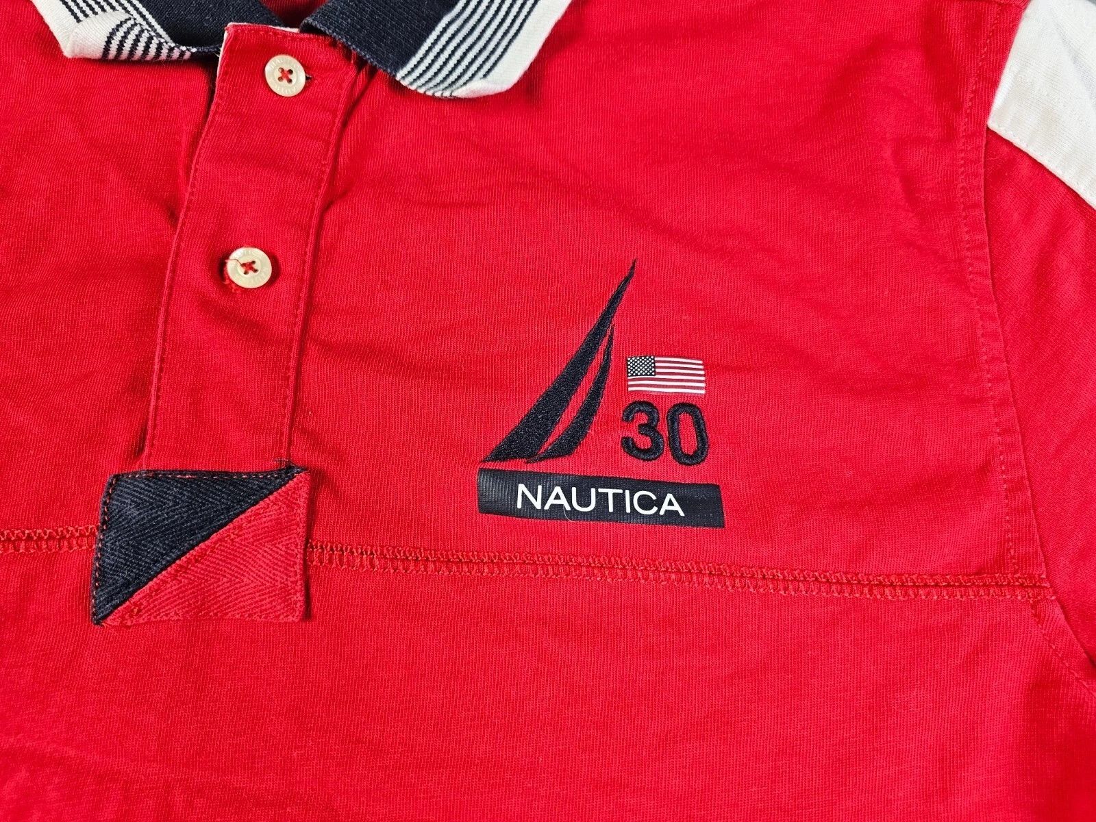 Nautica Nautica Slim Fit Polo USA Flag 30th Anniversary Red Cotton M Size US M / EU 48-50 / 2 - 9 Thumbnail