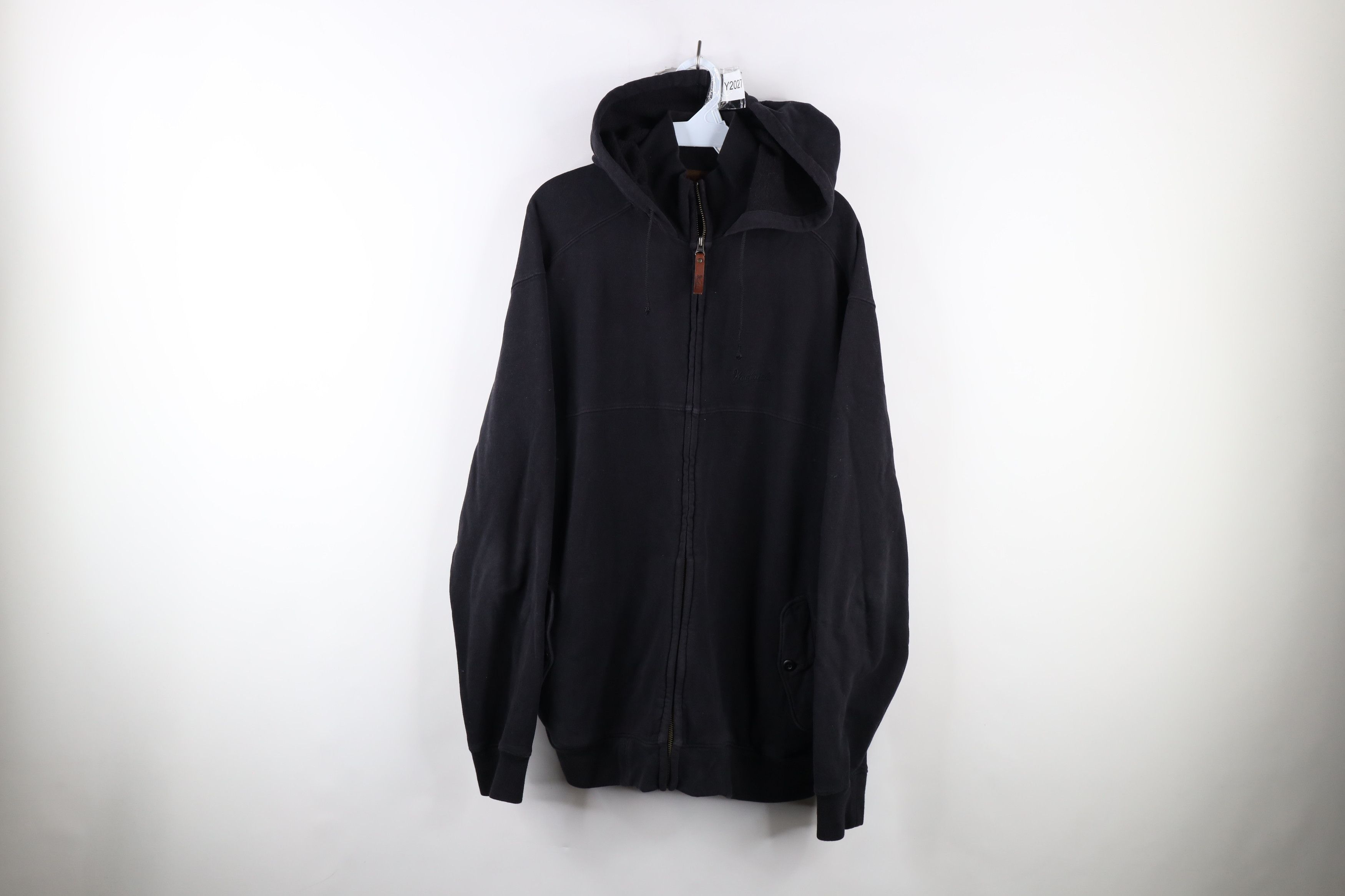 image of Vintage Woolrich Out Script Full Zip Hoodie Sweatshirt Black, Men's (Size XL)