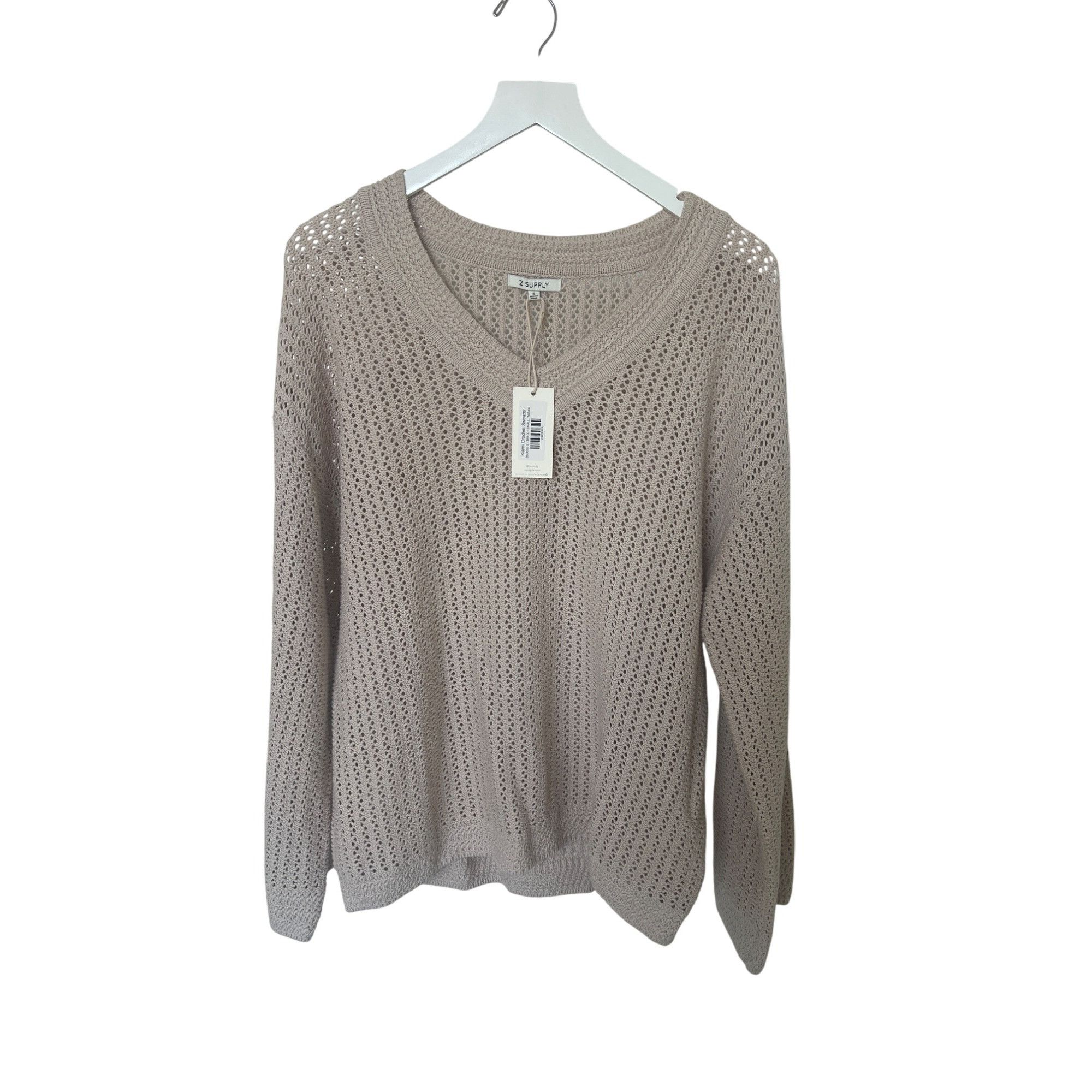 Z Supply Z Supply Kiami Natural Color Crochet V-Neck Sweater Size S / US 4 / IT 40 - 2 Thumbnail