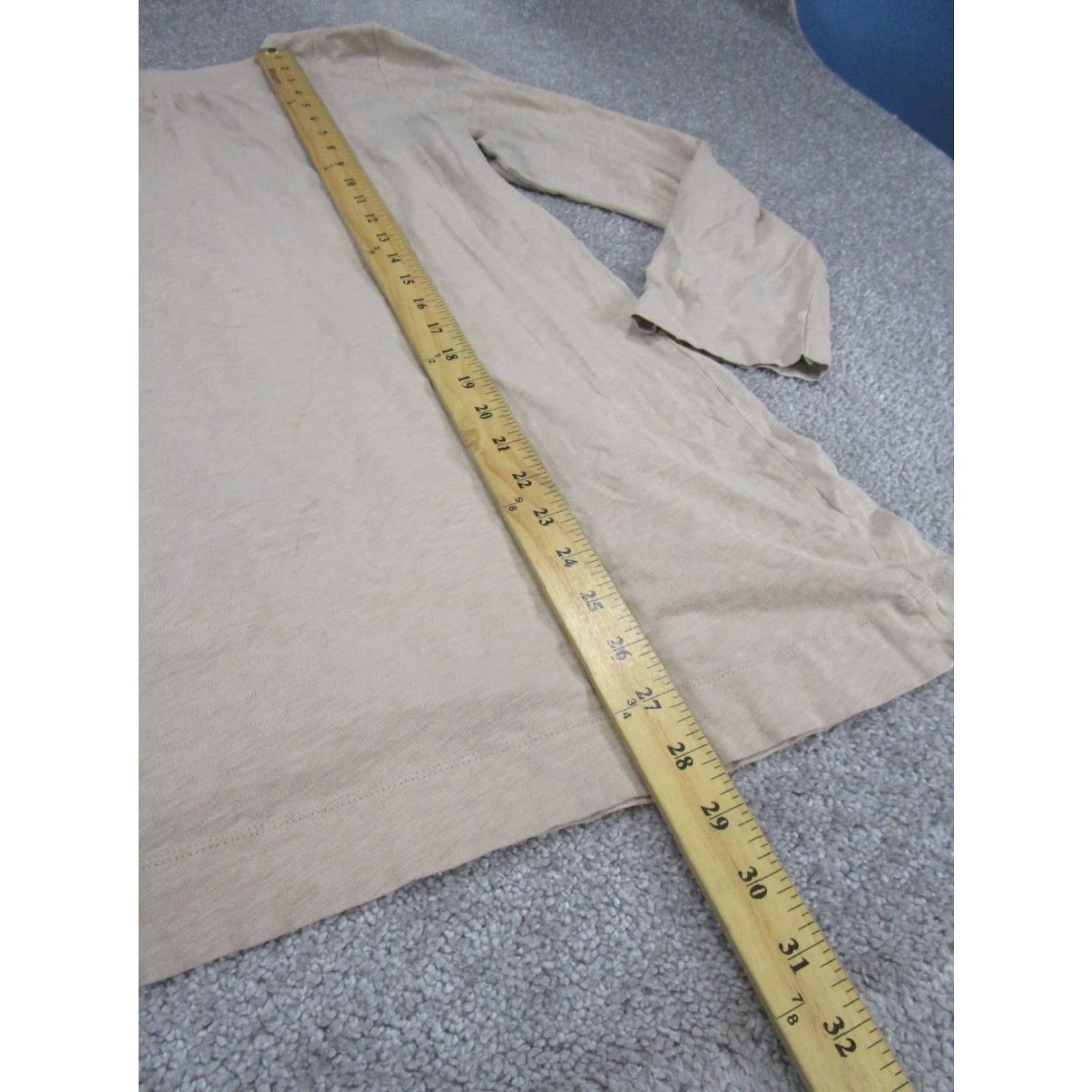 J. Jill J. Jill Shirt Womens L Beige Cotton V Neck Long Sleeve Stains Size L / US 10 / IT 46 - 5 Thumbnail