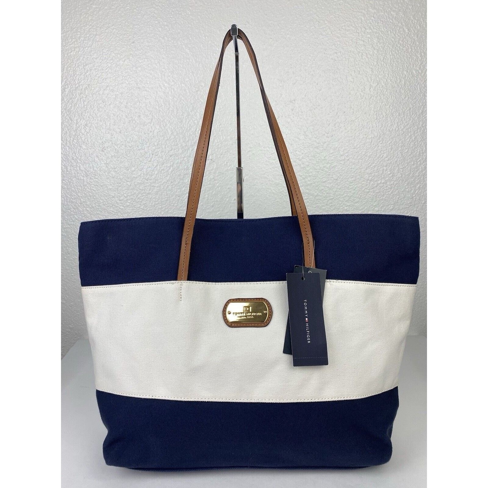Tommy Hilfiger NWT Tommy Hilfiger Striped Canvas Tote Bag Handbag Purse Size ONE SIZE - 1 Thumbnail