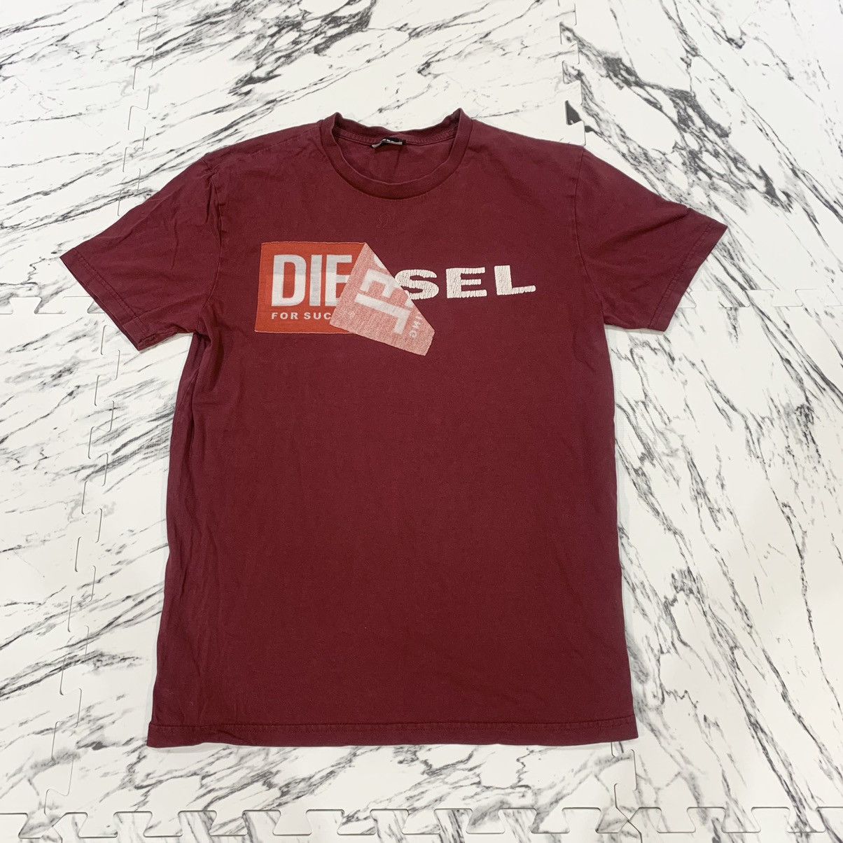 Diesel Diesel Short Sleeve Shirt Logo Tee Burgundy Size Medium Size US M / EU 48-50 / 2 - 1 Thumbnail