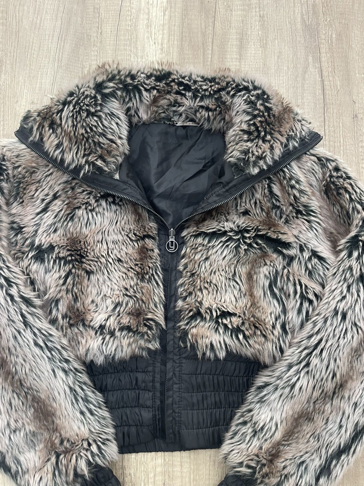 Y2K fur fuzzy opium japanese cropped bomber if six was nine