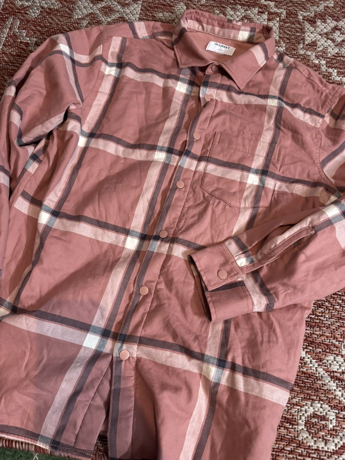 Gap Gap Plaid Pink and Grey Warm Flannel Shirt L Size US L / EU 52-54 / 3 - 1 Thumbnail
