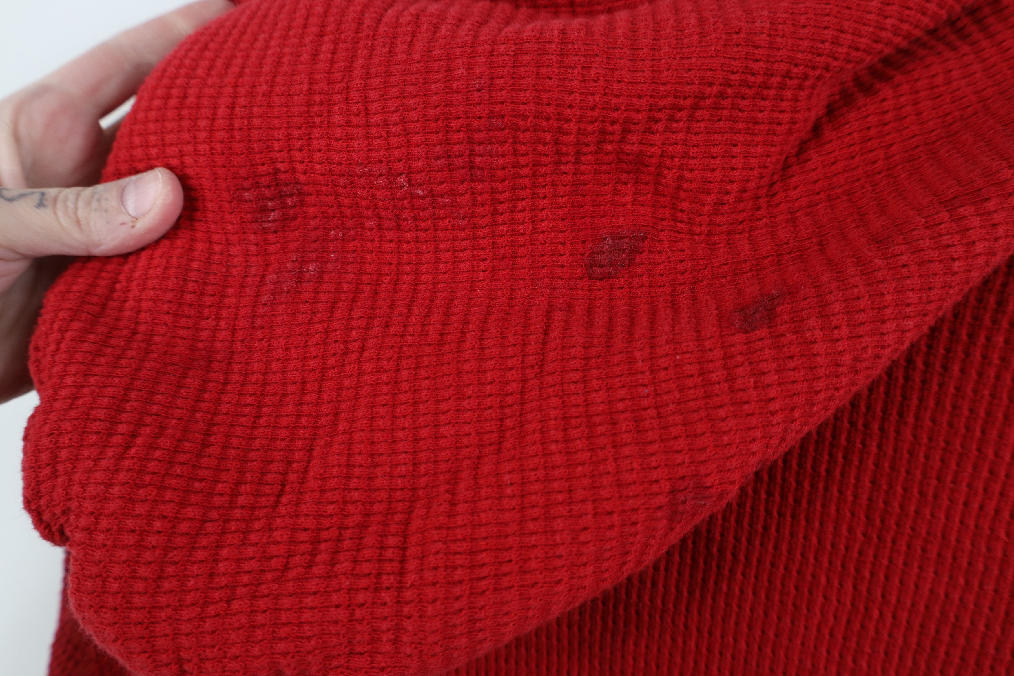 Ralph Lauren Vintage 90s Ralph Lauren Waffle Knit Henley Hoodie Red Size US XXL / EU 58 / 5 - 8 Thumbnail