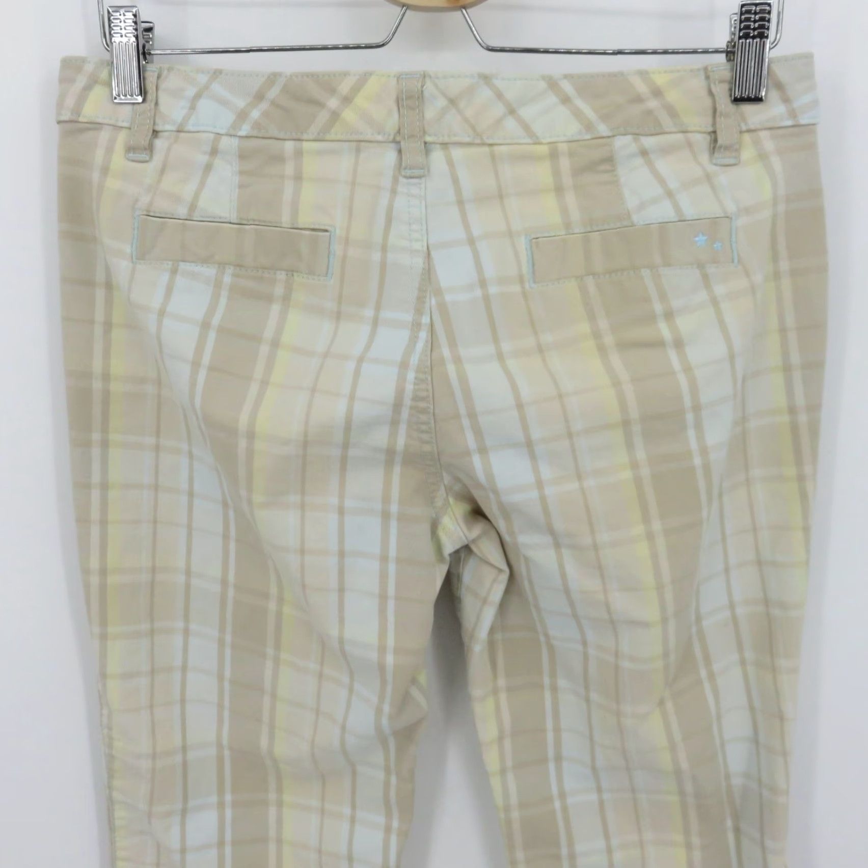 Vintage VINTAGE Tommy Jeans Capri Pants 9 Juniors Women Beige Yellow Blue Plaid Preppy 2005 Y2K Size 30" / US 8 / IT 44 - 6 Thumbnail
