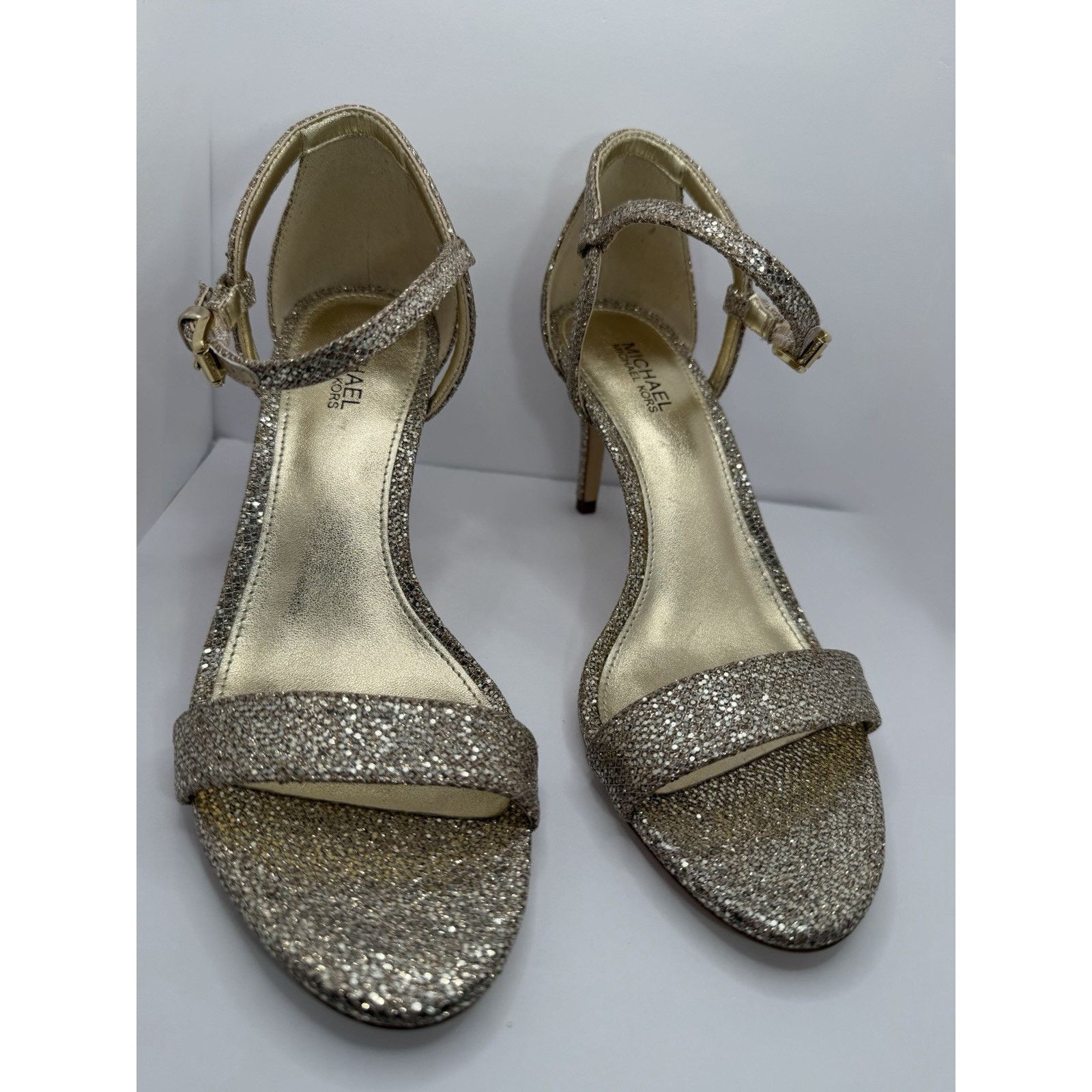 Michael Kors Michael Kors Gold Glitter Strappy Stiletto Heels Women's 6 Size US 6 / IT 36 - 5 Thumbnail