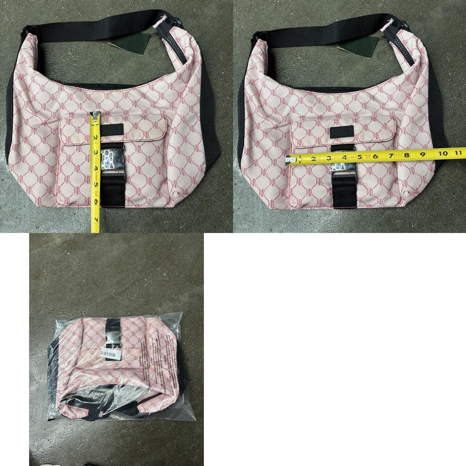 Ralph Lauren Lauren Ralph Lauren Shoulder Bag Womens Medium Pink Monogram Canvas Zip Buckle Size ONE SIZE - 8 Thumbnail