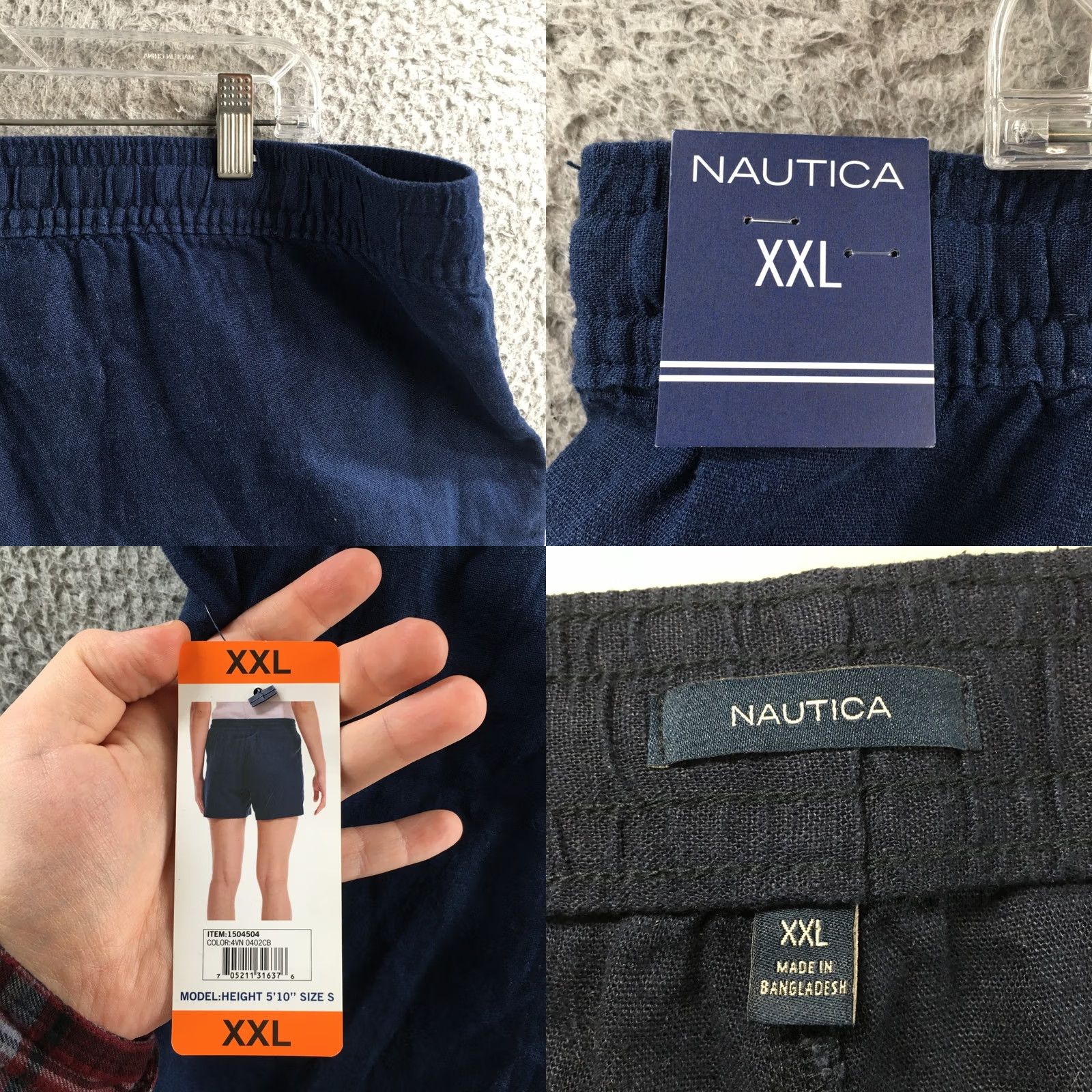 Nautica Nautica Shorts Womens 2XL Blue Summer Linen Blend Drawstring Waist Pockets NWT Size 40" / US 18 - 9 Thumbnail