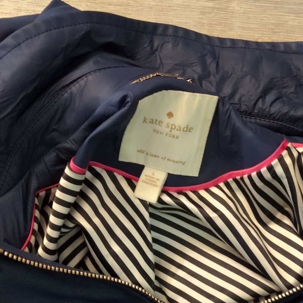 Kate Spade Kate Spade New York Navy Scalloped Rain/Trench Coat Sz Large Size L / US 10 / IT 46 - 10 Thumbnail