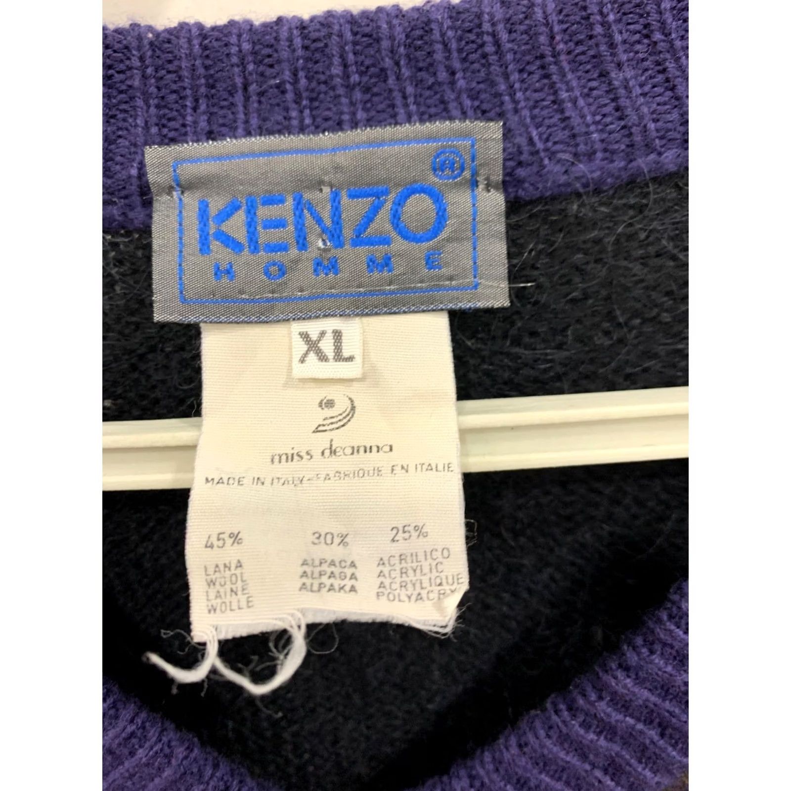 Kenzo Vtg KENZO HOMME Sweater XL V-Neck Fair Isle Alpaca Wool Italy Miss Deanna #226 Size US XL / EU 56 / 4 - 3 Thumbnail