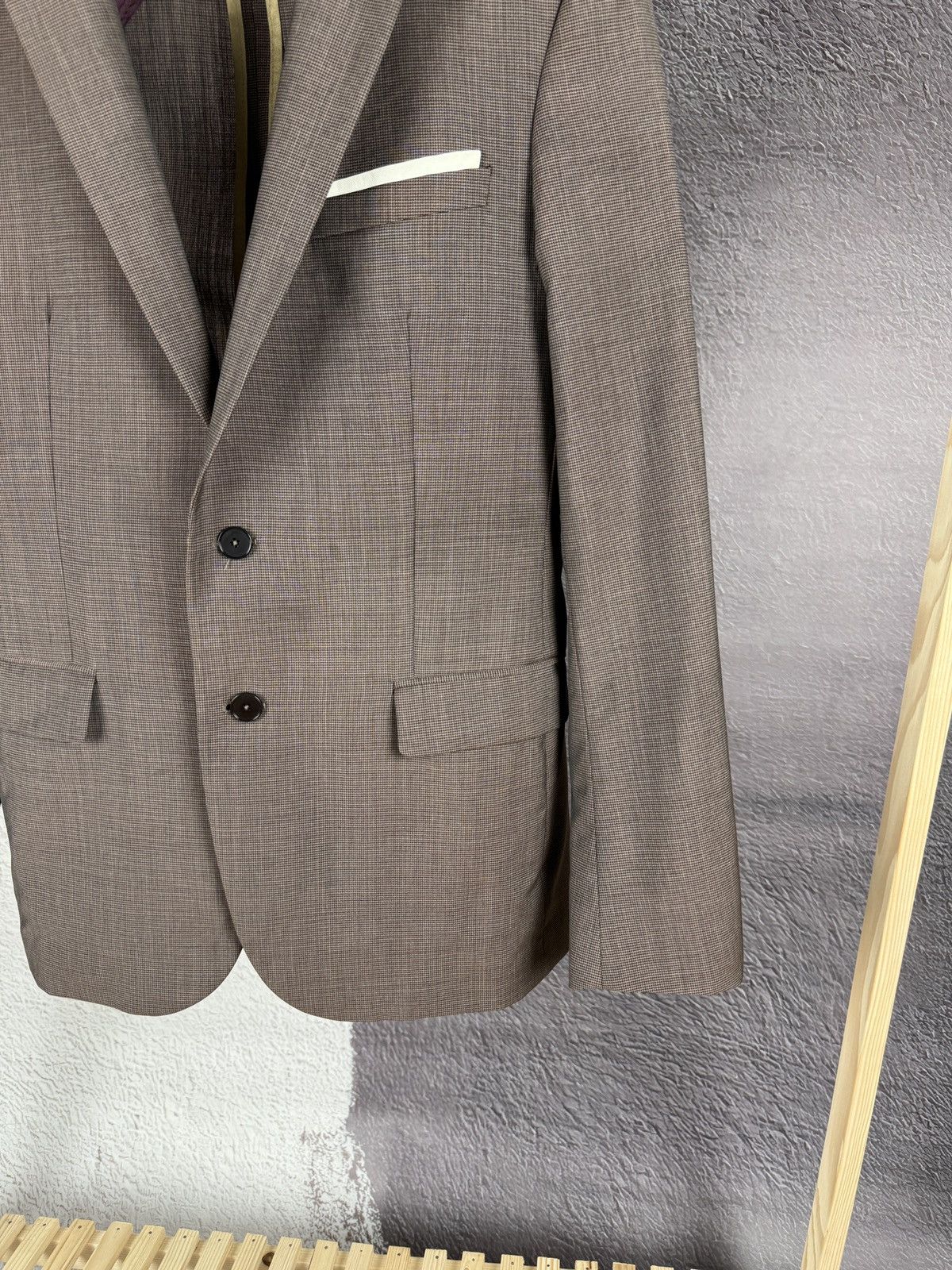 Paoloni Paoloni grey brown 2 button unlined wool blazer Size 38R - 5 Thumbnail