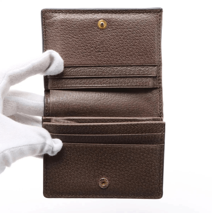 Gucci Ophidia Leather Compact Wallet Beige×Brown Size ONE SIZE - 4 Thumbnail