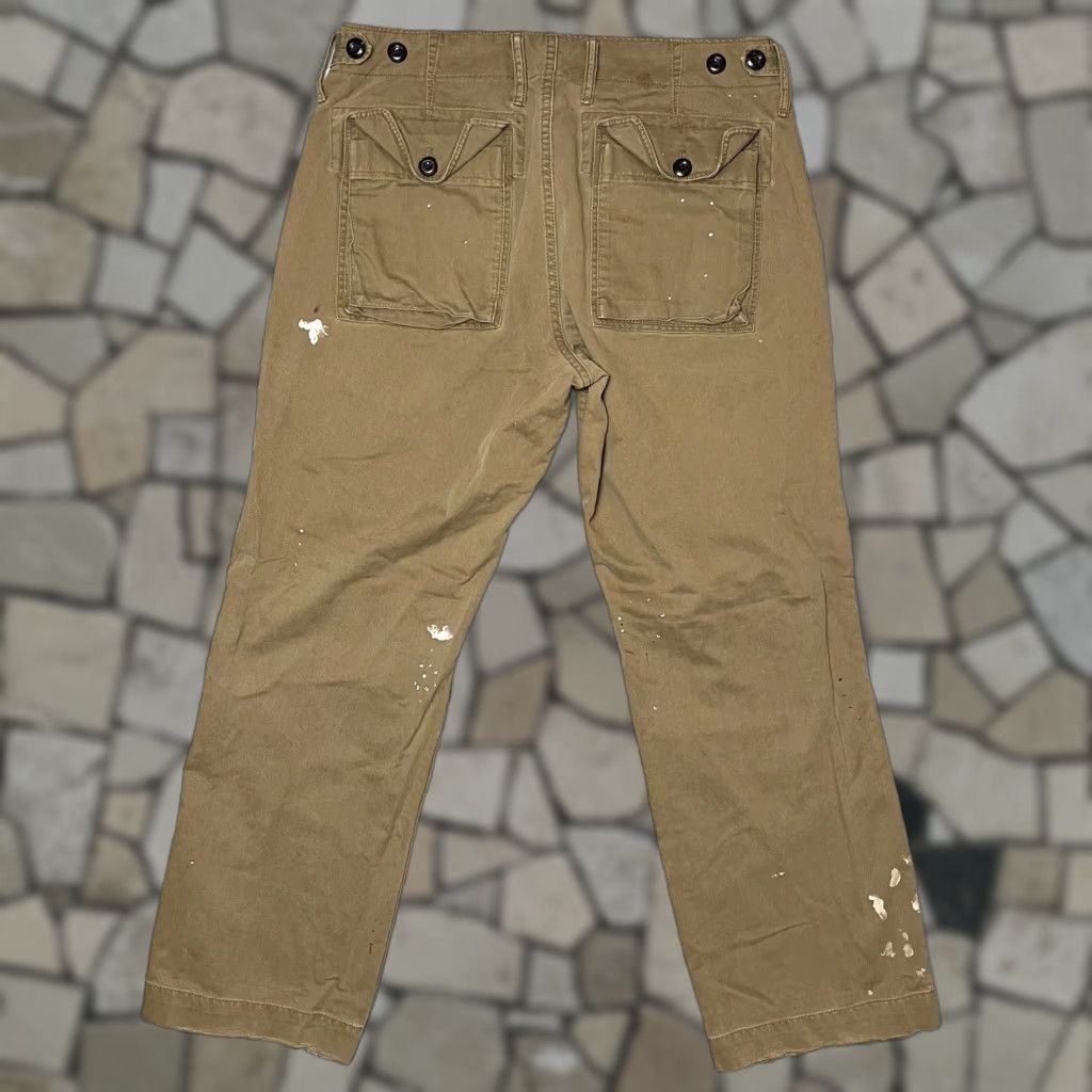 VINTAGE Fatigue Baker Bush Pants Painted Military Style Chino 34x30 Men Pants Beige Cotton Canvas Army 34x30