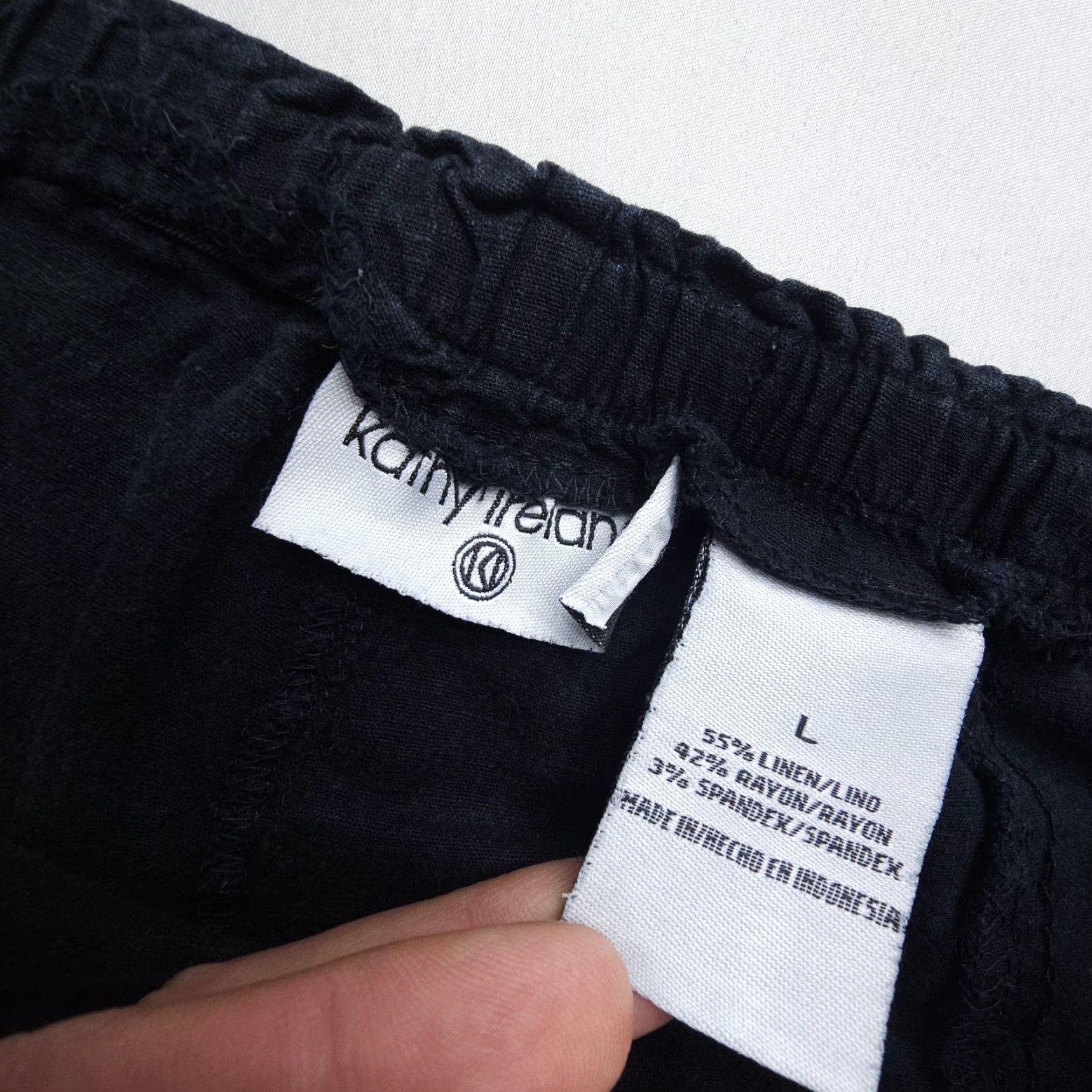 Vintage Kathy Ireland Linen Rayon Pull On Capri Crop Pants L Black Capri Pants Casual Travel Womens Regular Size L" Size 36" / US 14 / IT 50 - 3 Thumbnail