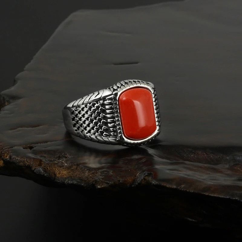 Vintage Hip-Hop Red Stone Ring Size ONE SIZE - 4 Thumbnail