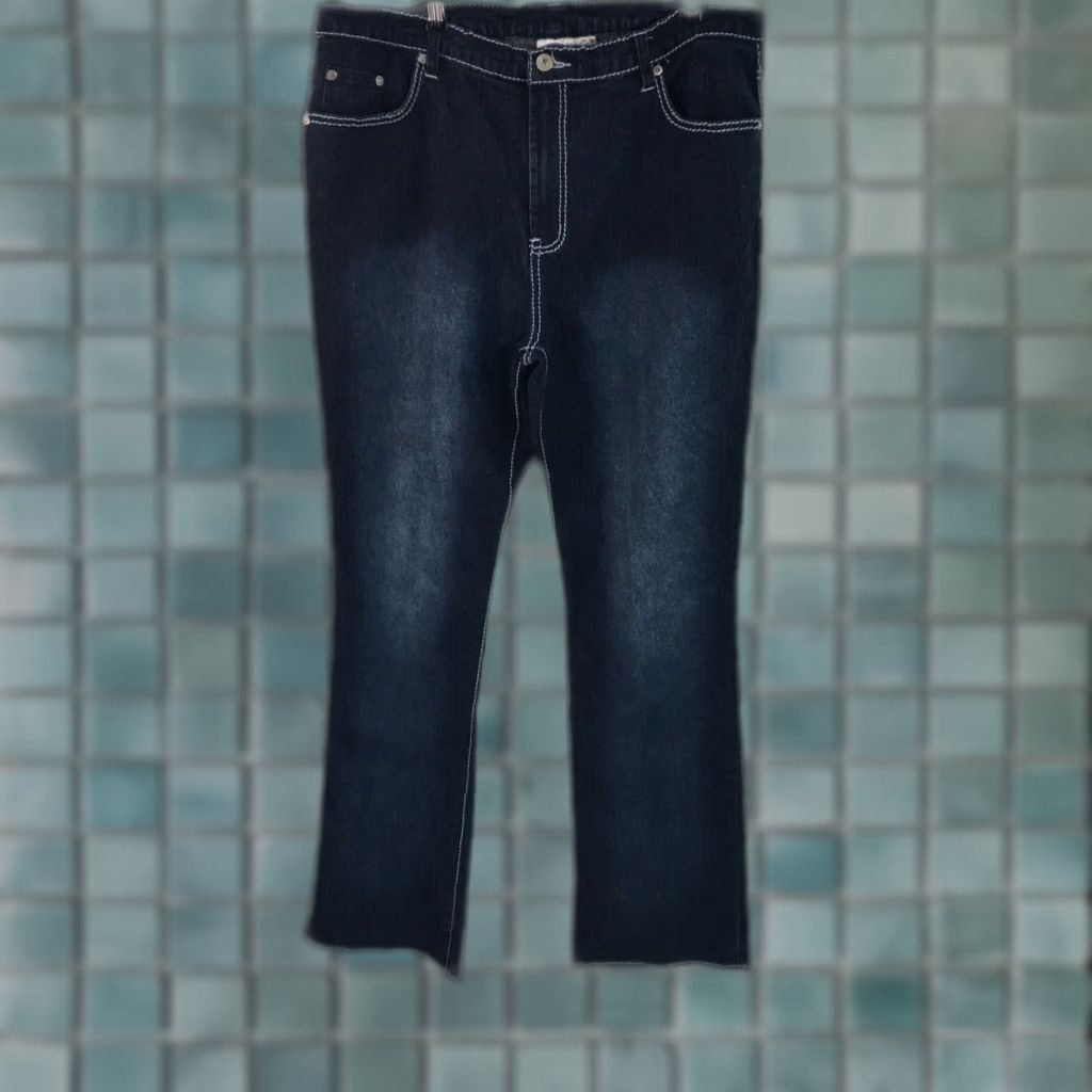 Denime Diane Gilman Wide Leg Jeans Womens Size 16 Blue High Rise Comfort Stretch 40X32 Size 38" / US 16 / IT 52 - 1 Thumbnail
