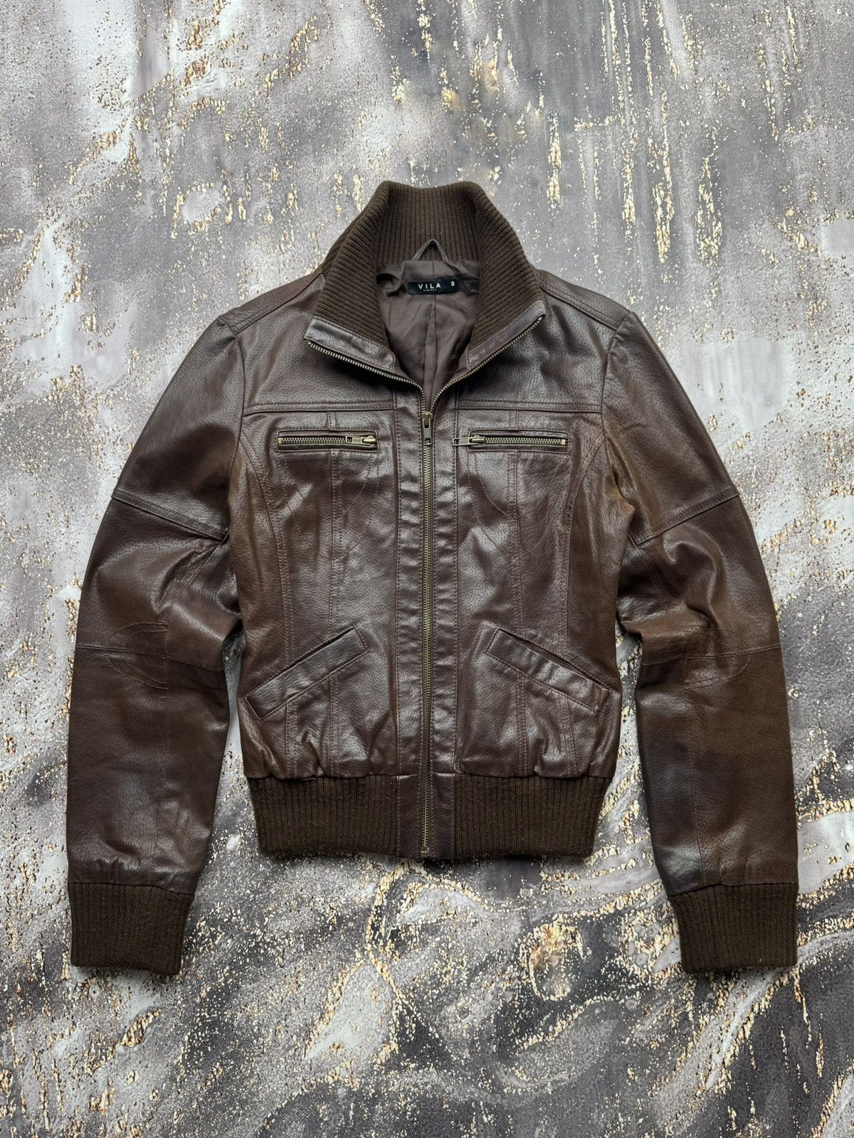Genuine Leather Vintage Leather Bomber Jacket Size S / US 4 / IT 40 - 1 Thumbnail