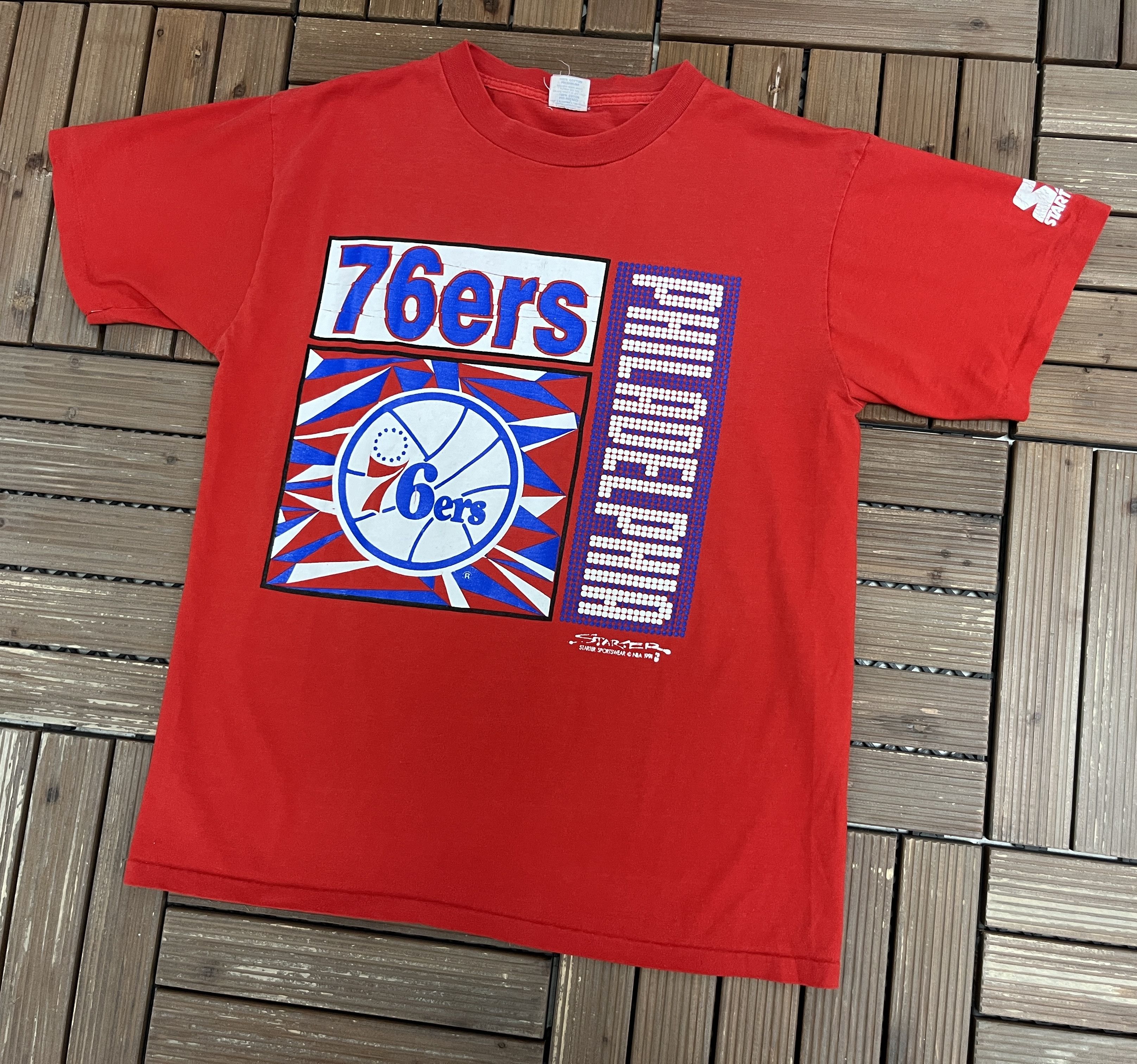 Starter × Vintage Philadelphia 76ers Vintage Red Starter T-Shirt Tee Size US L / EU 52-54 / 3 - 4 Thumbnail