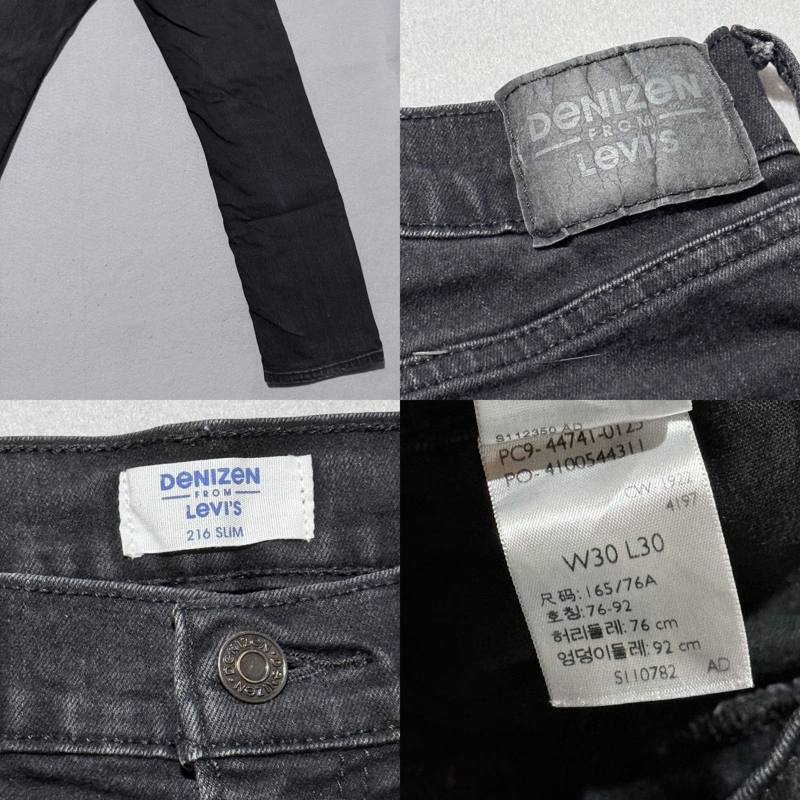 Levi's Denizen By Levi's Jeans Men Slim 30x30 Black Denimus 5-Pocket Low Rise Straight Size US 30 / EU 46 - 8 Thumbnail