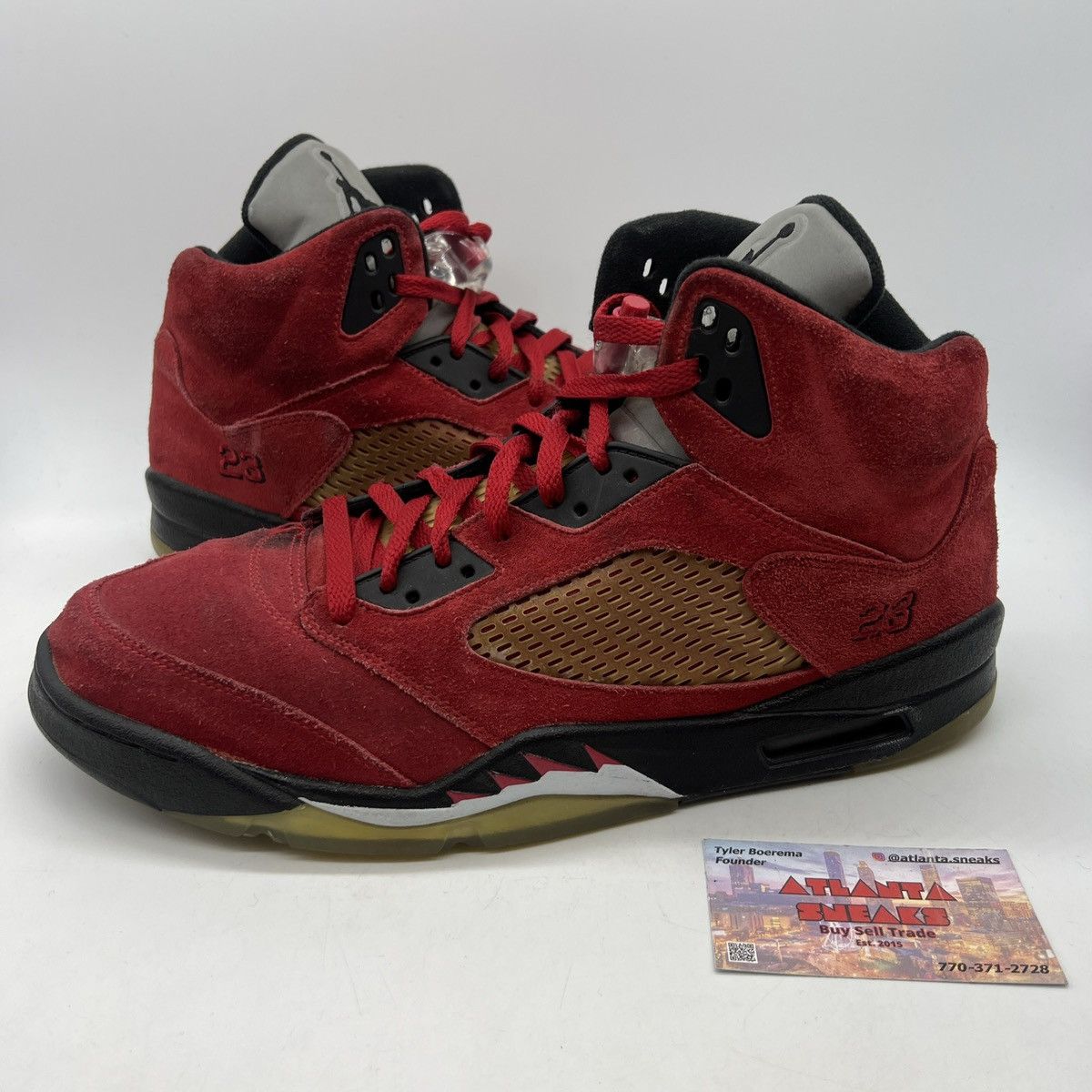 image of Air Jordan 5 Raging Bull Red Suede Shoes, Men's (Size 13)