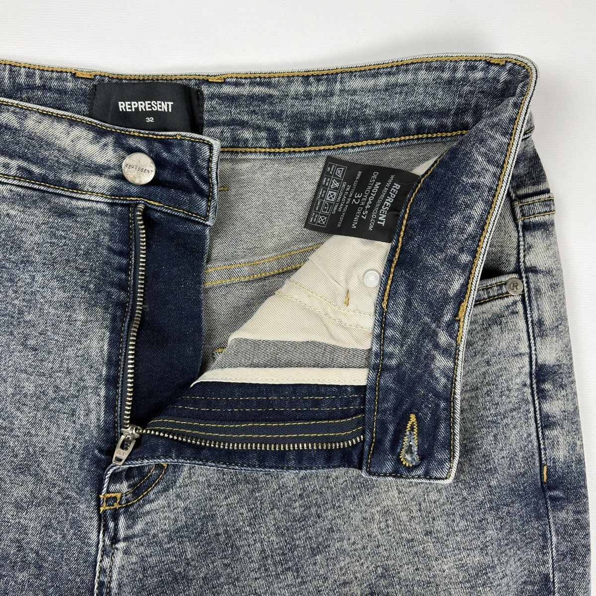 Represent Clo. Represent Destroyer Denim Jeans Blue Cream Slim Jeans Size US 32 / EU 48 - 6 Thumbnail