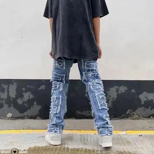 Jean Y2K Streetwear Baggy Ripped Jeans Size US 32 / EU 48 - 2 Thumbnail