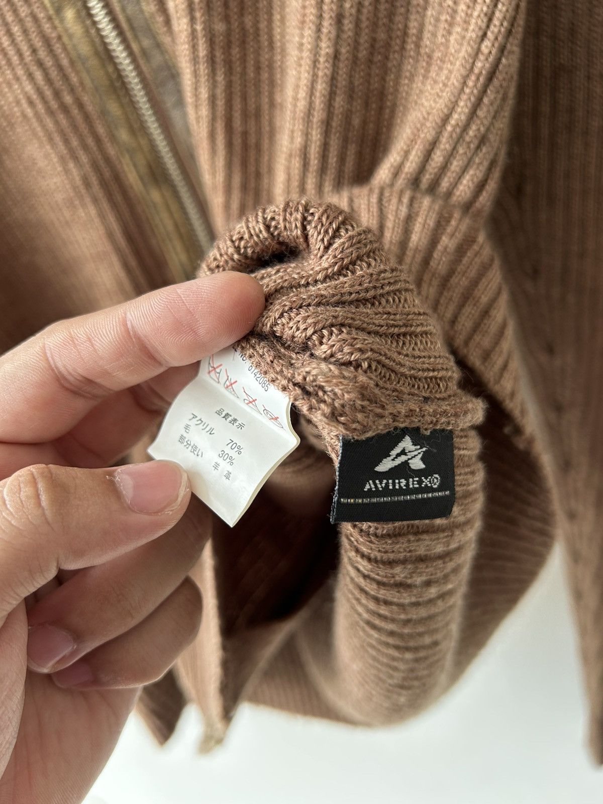 Avirex Avirex Knit Brown Leather Zipper Size US L / EU 52-54 / 3 - 15 Thumbnail