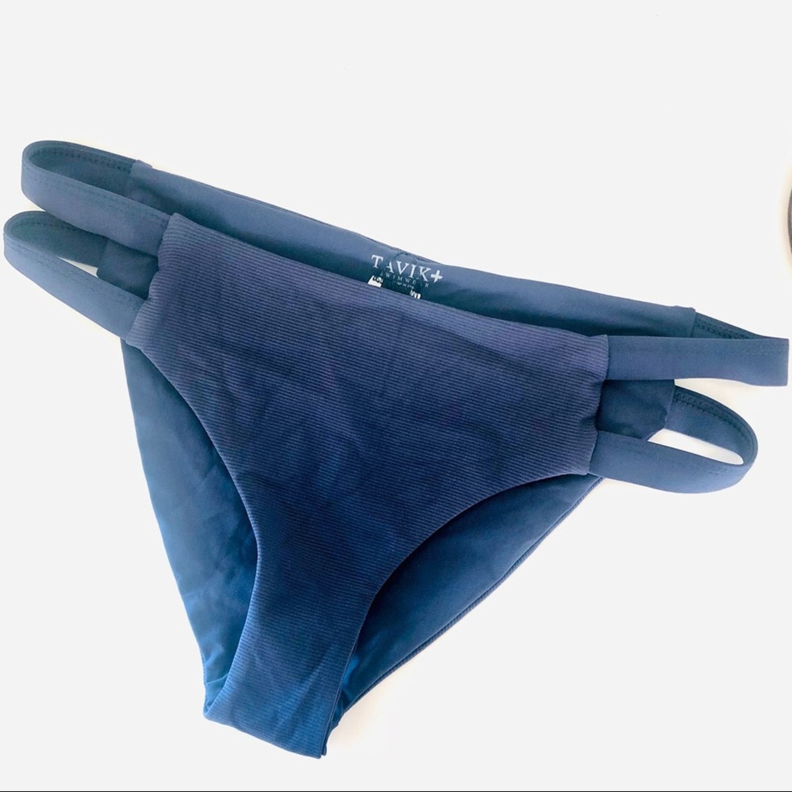 Anthropologie NEW TAVIK REVOLVE Navy Blue Textured Striped Bikini Bottom Size ONE SIZE - 1 Thumbnail