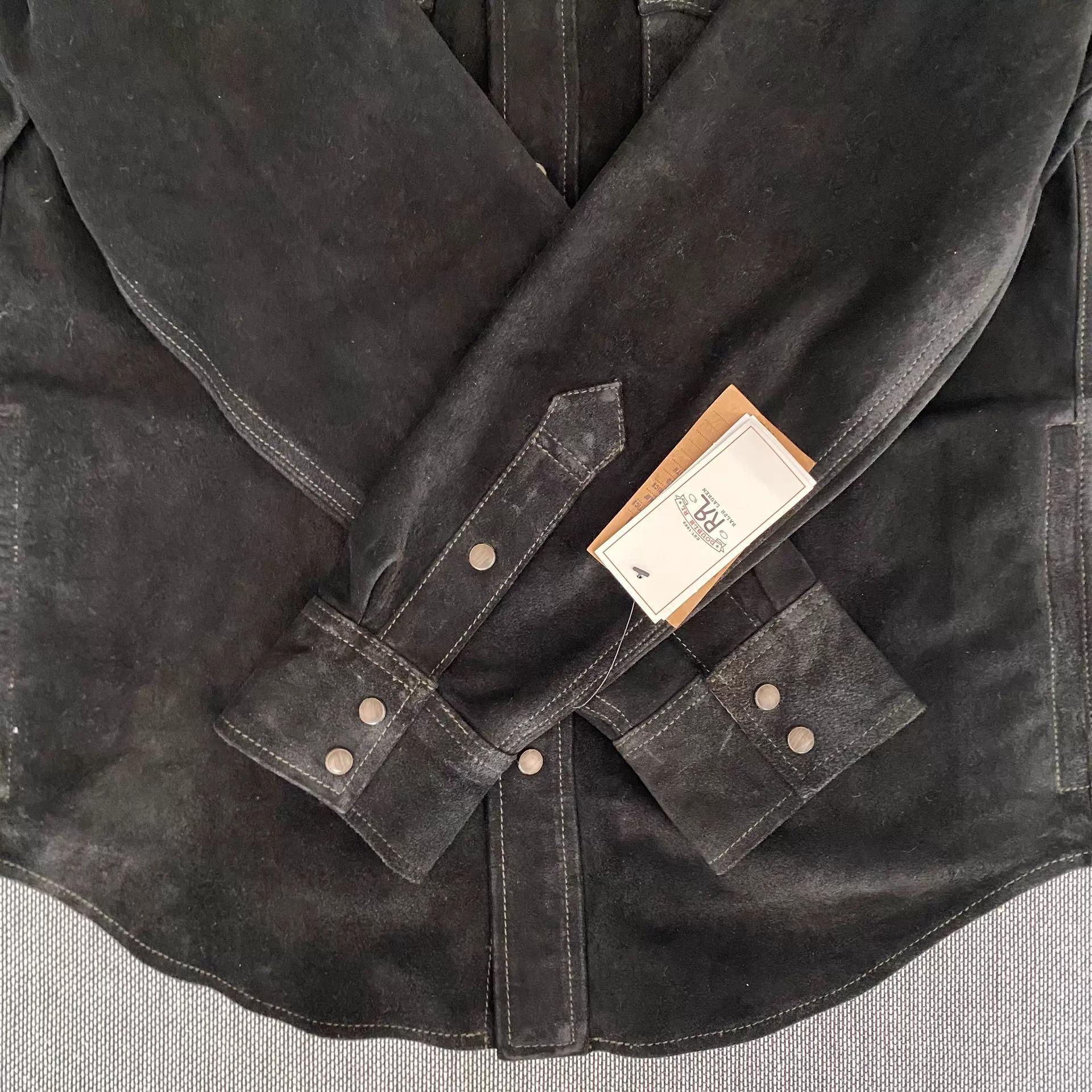 Polo Ralph Lauren RRL Vintage Western Nubuck Leather Shirt Black M Size US M / EU 48-50 / 2 - 4 Thumbnail