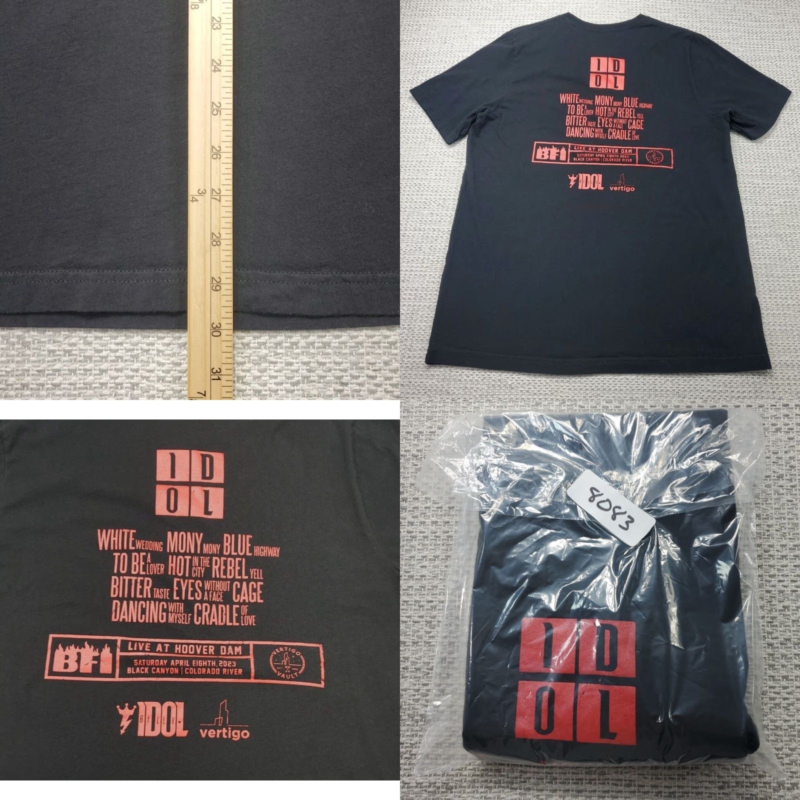 Vintage VINTAGE Billy Idol Shirt Men XL Short Sleeve Hoover Dam Vertigo Vault Merch RARE Graphic Tee Shirt Black Cotton 2020s Mens Size US XL / EU 56 / 4 - 8 Thumbnail