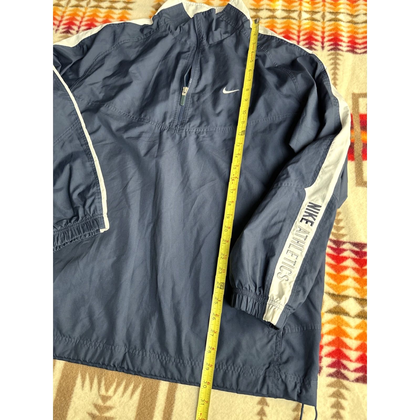 Nike VINTAGE Nike Athletics Windbreaker Anorak Jacket Mens L Navy Blue White Size US L / EU 52-54 / 3 - 4 Thumbnail