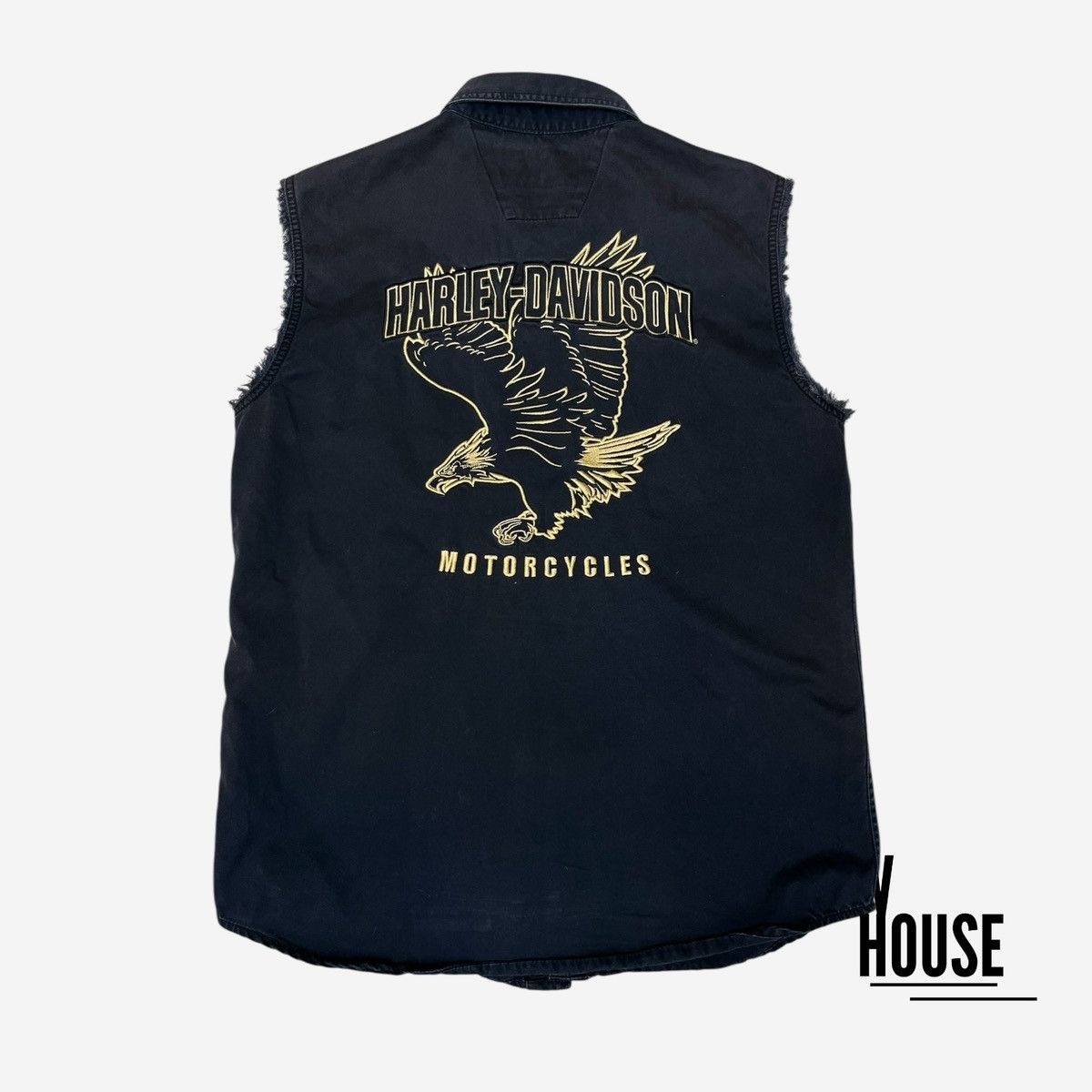 Harley Davidson Harley Davidson Sleeveless Denim Vest in Black/Gold Size US M / EU 48-50 / 2 - 4 Thumbnail