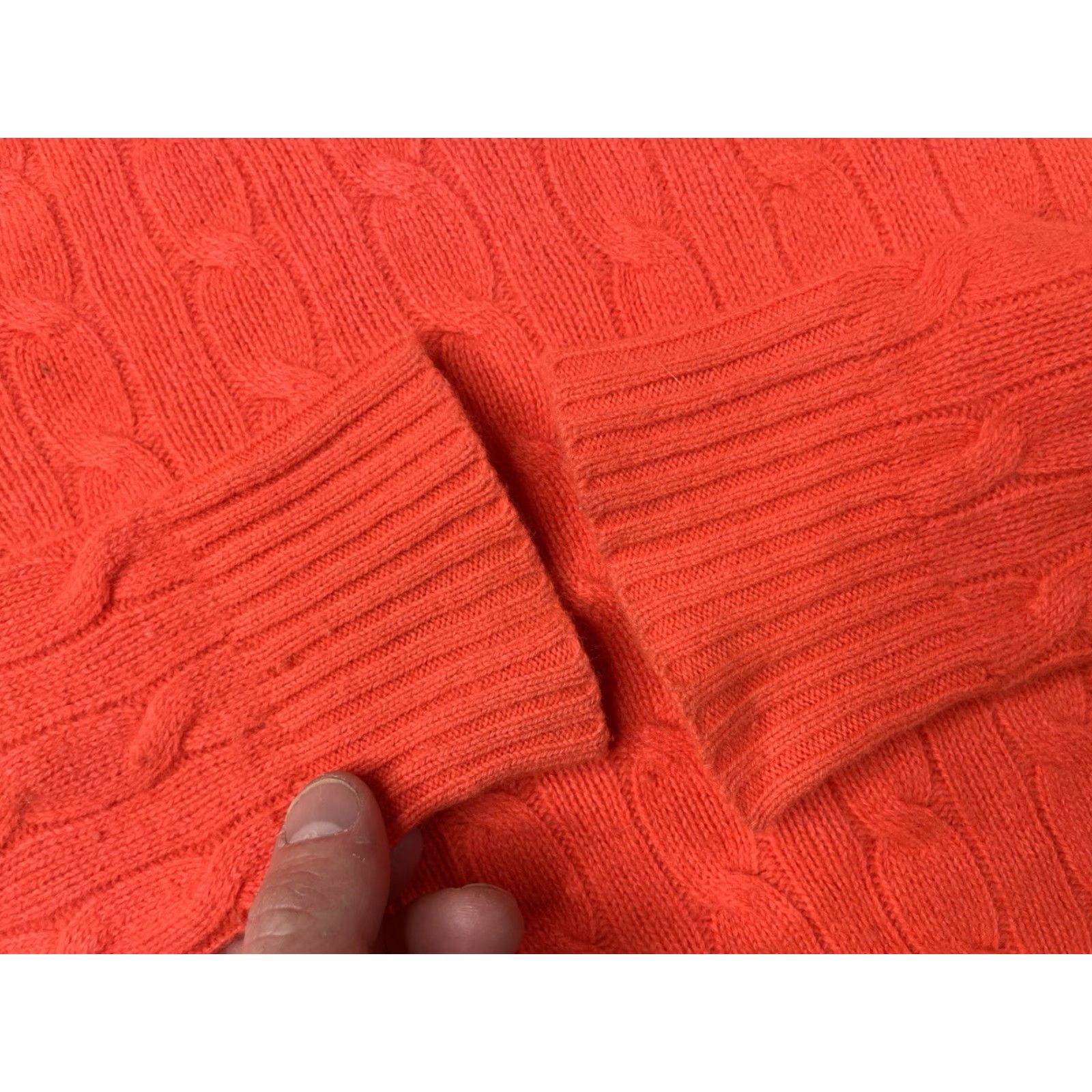 Polo Ralph Lauren VINTAGE Polo Ralph Lauren Orange Cashmere Cable-knit Crewneck Pullover Sweater L Women Size L / US 10 / IT 46 - 4 Thumbnail