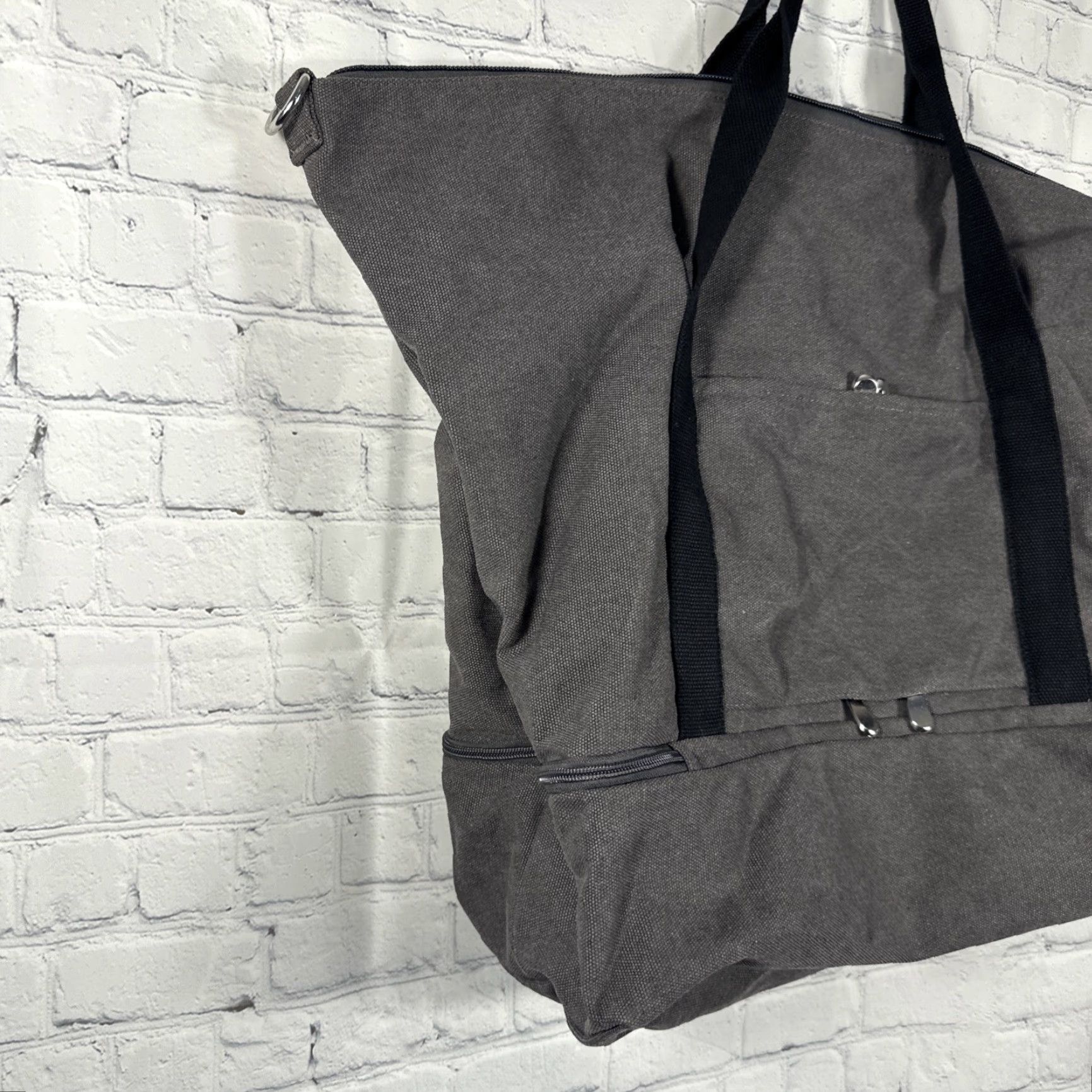 Catalina Lo & Sons Catalina Deluxe Large Gray Tote Weekender Travel Bag Canvas Carry All Women Size ONE SIZE - 2 Thumbnail
